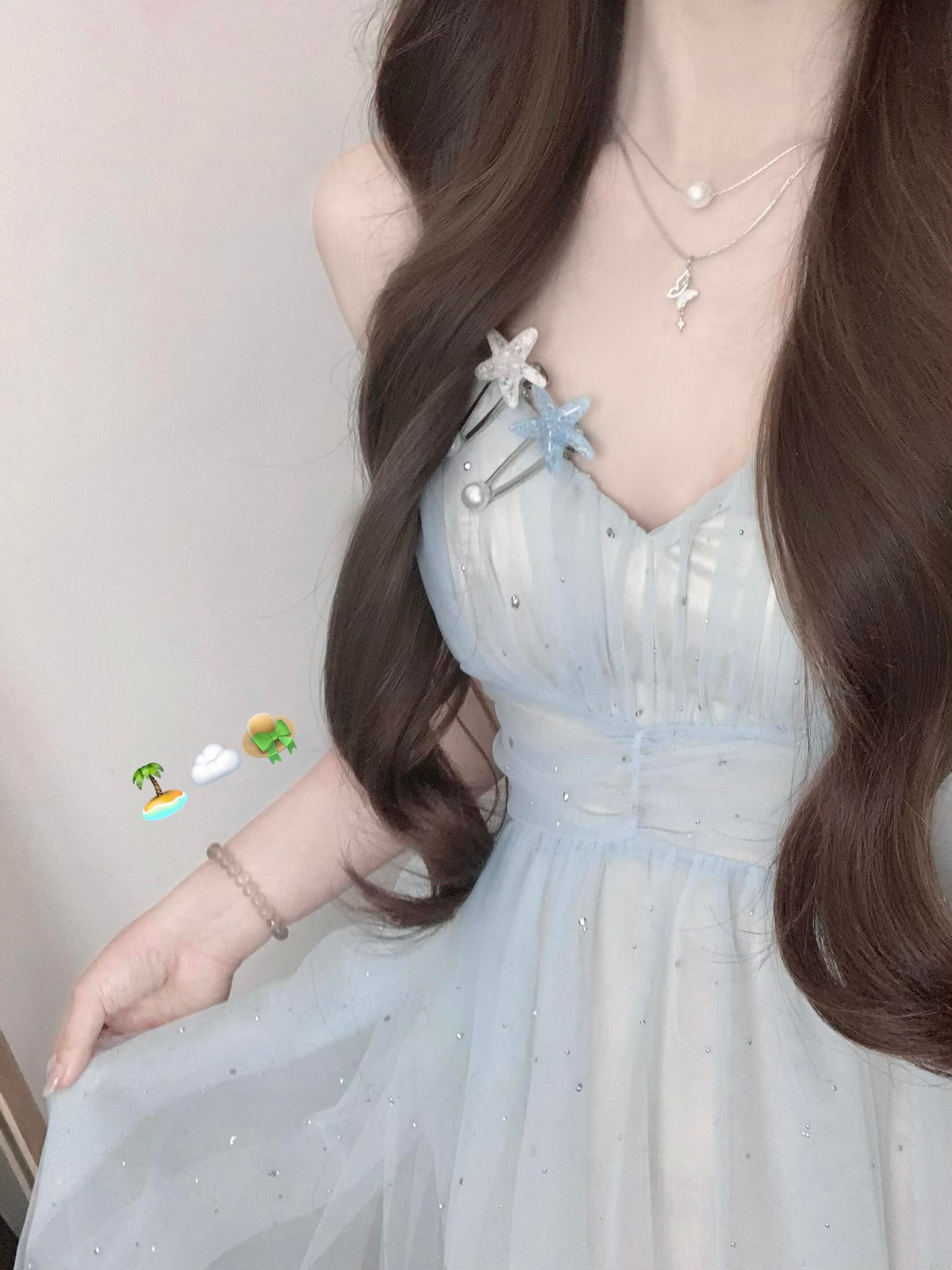있음 선적 파란색 망사 깨진 훈련 휴가 바람 슬립 드레스 여성 여름 해변가 여행 V넥 섹시함 한 마디 롱 스커트 이미지 2