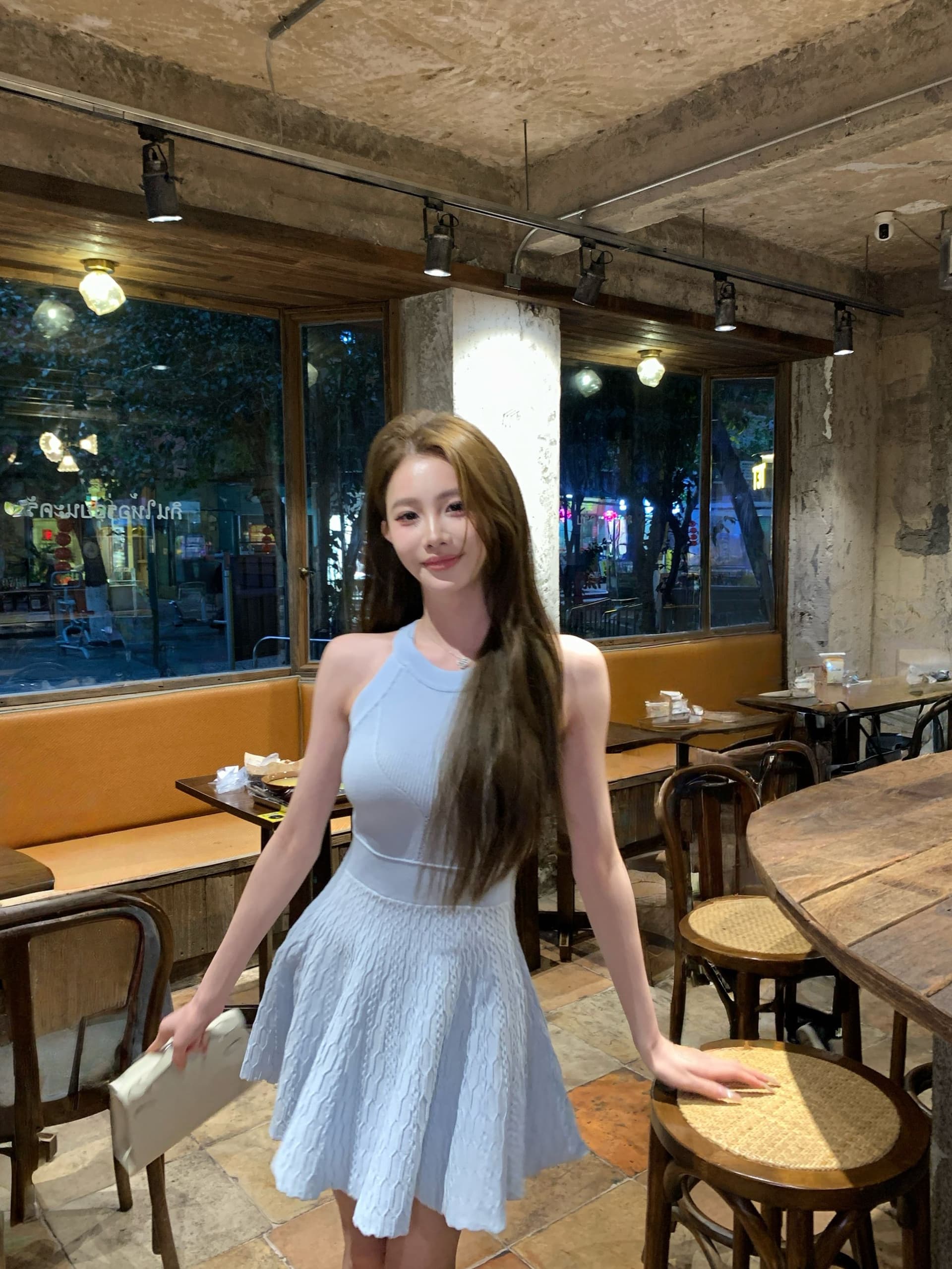 있음 선적 순수한 흰색 사랑 행침 목 니트 여성 드레스 여름 품격 고급 센스 몸매 가꾸기 허리 수축 A라인 스커트 상세 이미지 12