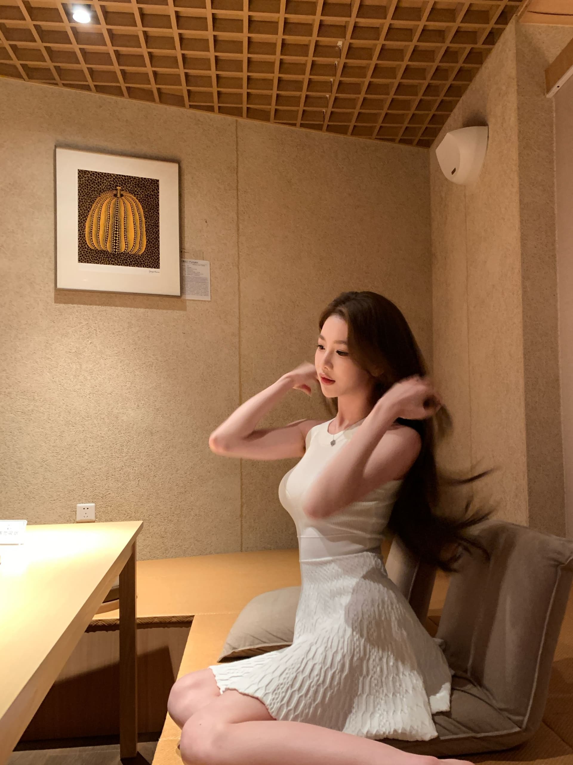 있음 선적 순수한 흰색 사랑 행침 목 니트 여성 드레스 여름 품격 고급 센스 몸매 가꾸기 허리 수축 A라인 스커트 상세 이미지 19