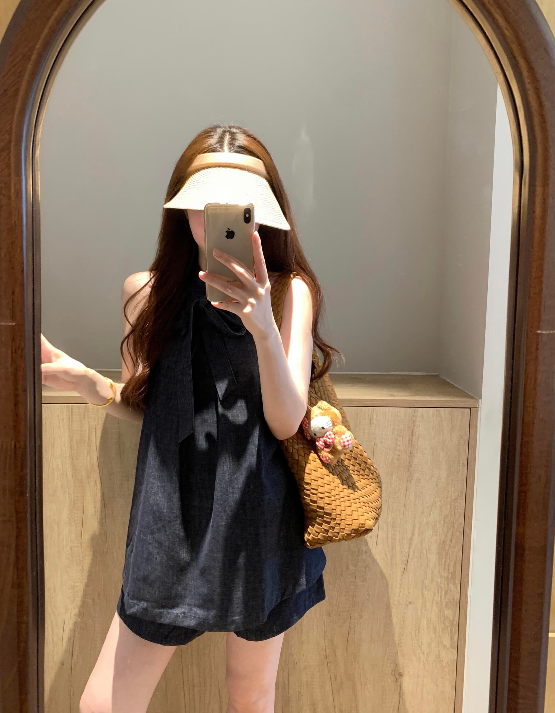 있음 선적 고급 센스 행침 목 데님 조끼 반바지 투피스 세트 여름 새로운 루즈핏 슬림해 보이는 통기성 세트 상세 이미지 10