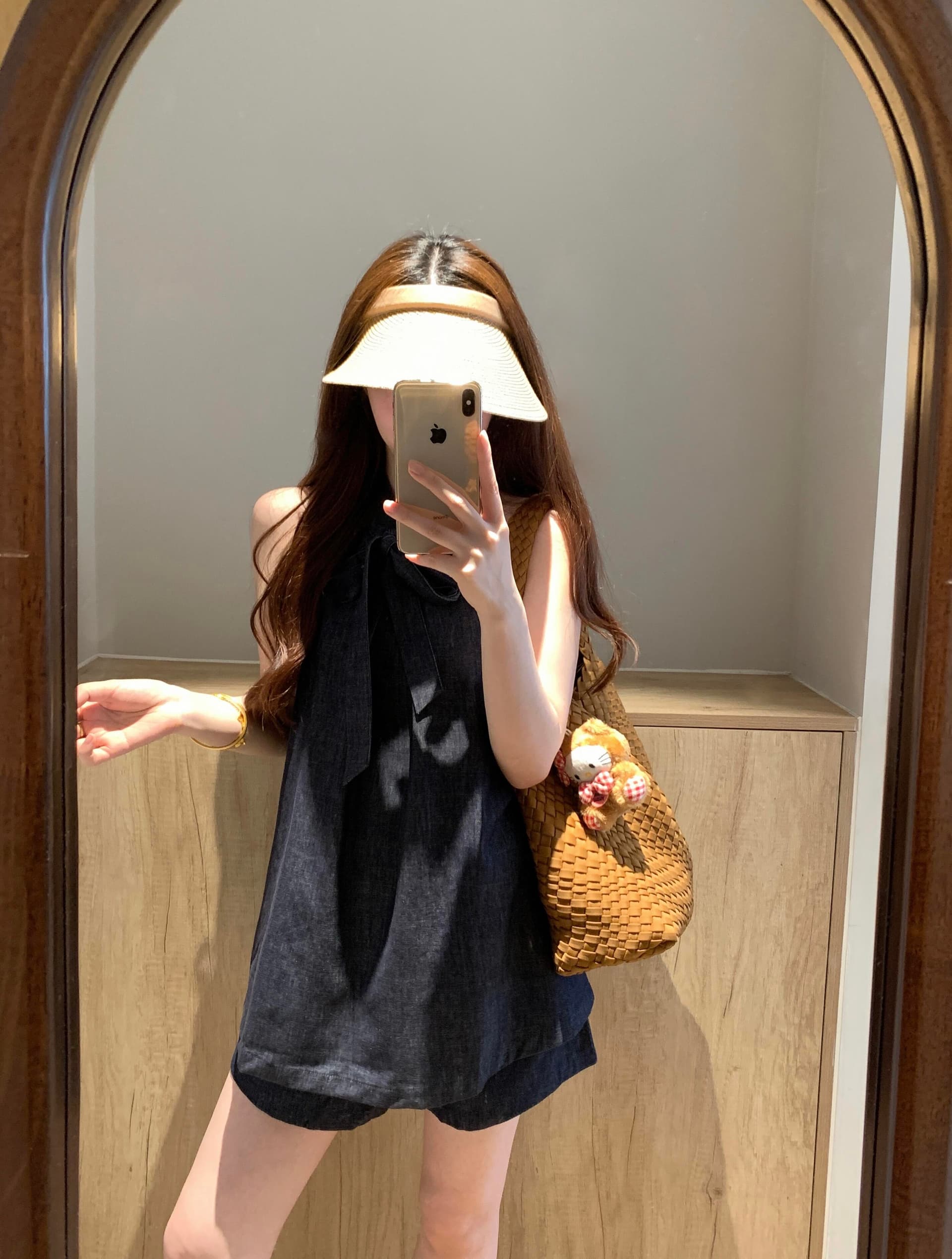 있음 선적 고급 센스 행침 목 데님 조끼 반바지 투피스 세트 여름 새로운 루즈핏 슬림해 보이는 통기성 세트 상세 이미지 17