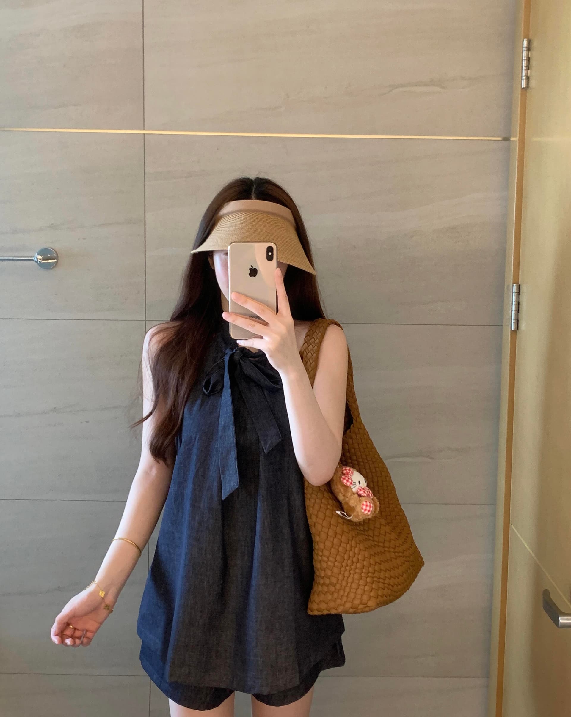 있음 선적 고급 센스 행침 목 데님 조끼 반바지 투피스 세트 여름 새로운 루즈핏 슬림해 보이는 통기성 세트 상세 이미지 18