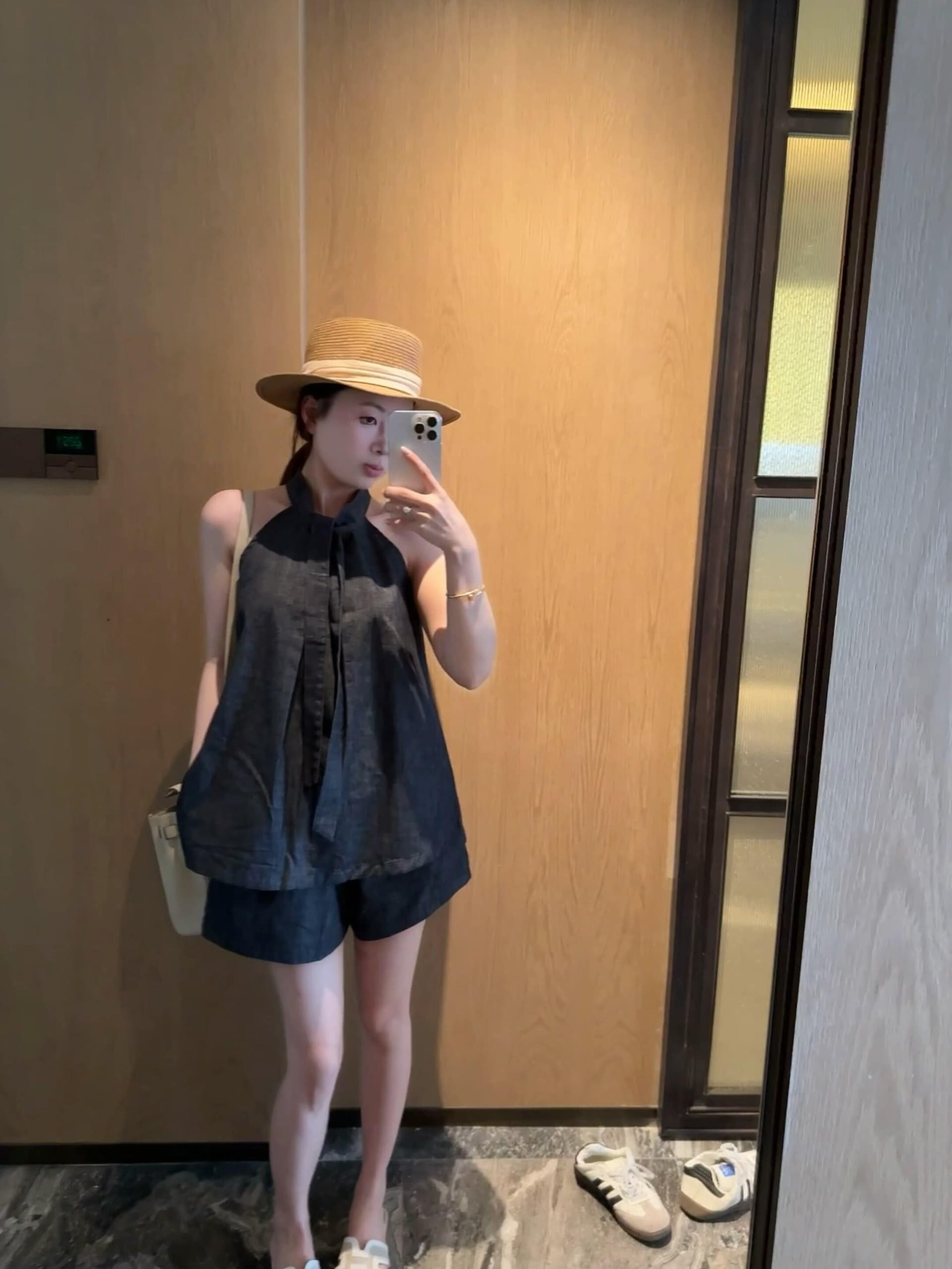있음 선적 고급 센스 행침 목 데님 조끼 반바지 투피스 세트 여름 새로운 루즈핏 슬림해 보이는 통기성 세트 상세 이미지 15
