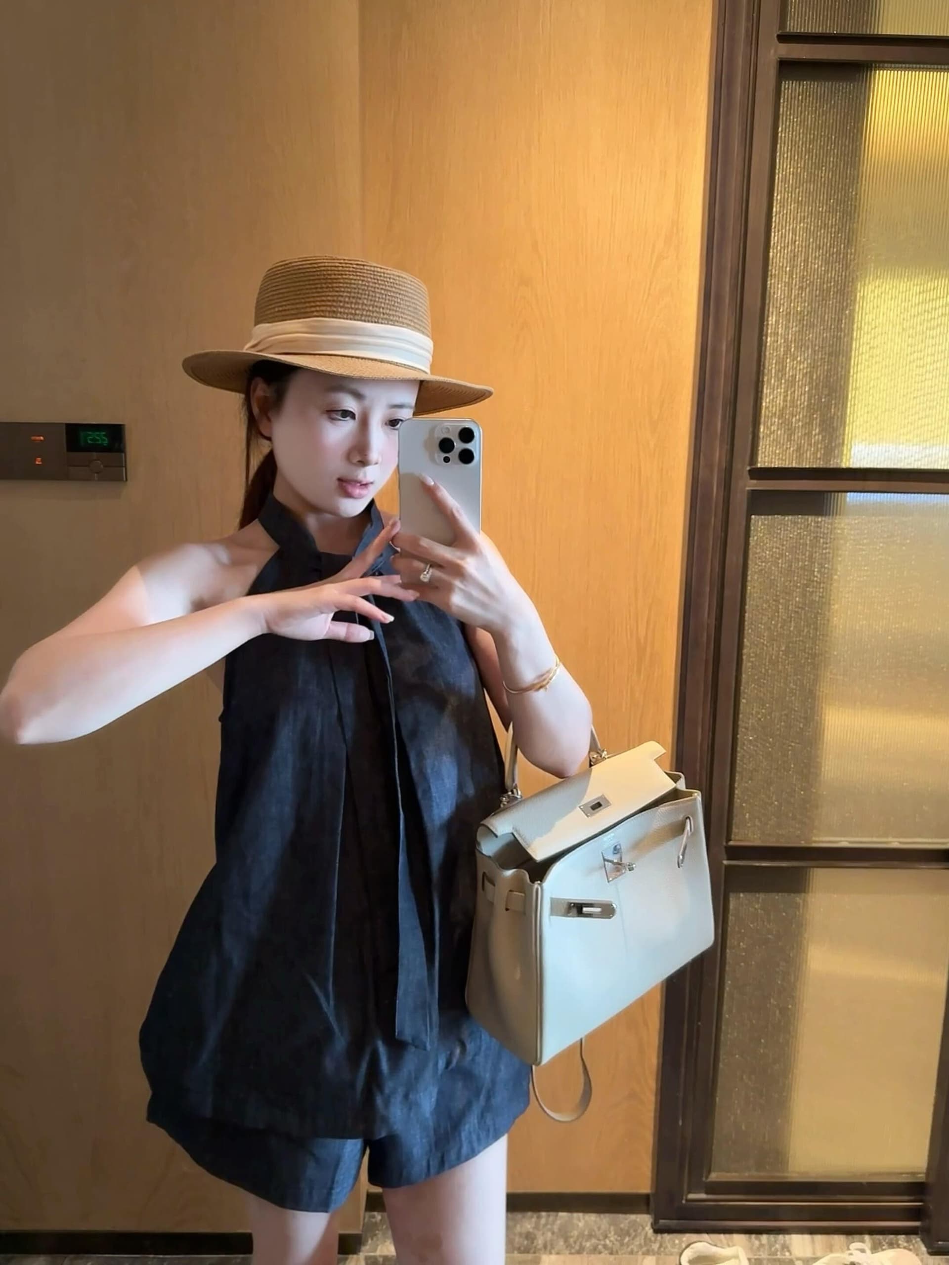 있음 선적 고급 센스 행침 목 데님 조끼 반바지 투피스 세트 여름 새로운 루즈핏 슬림해 보이는 통기성 세트 상세 이미지 18
