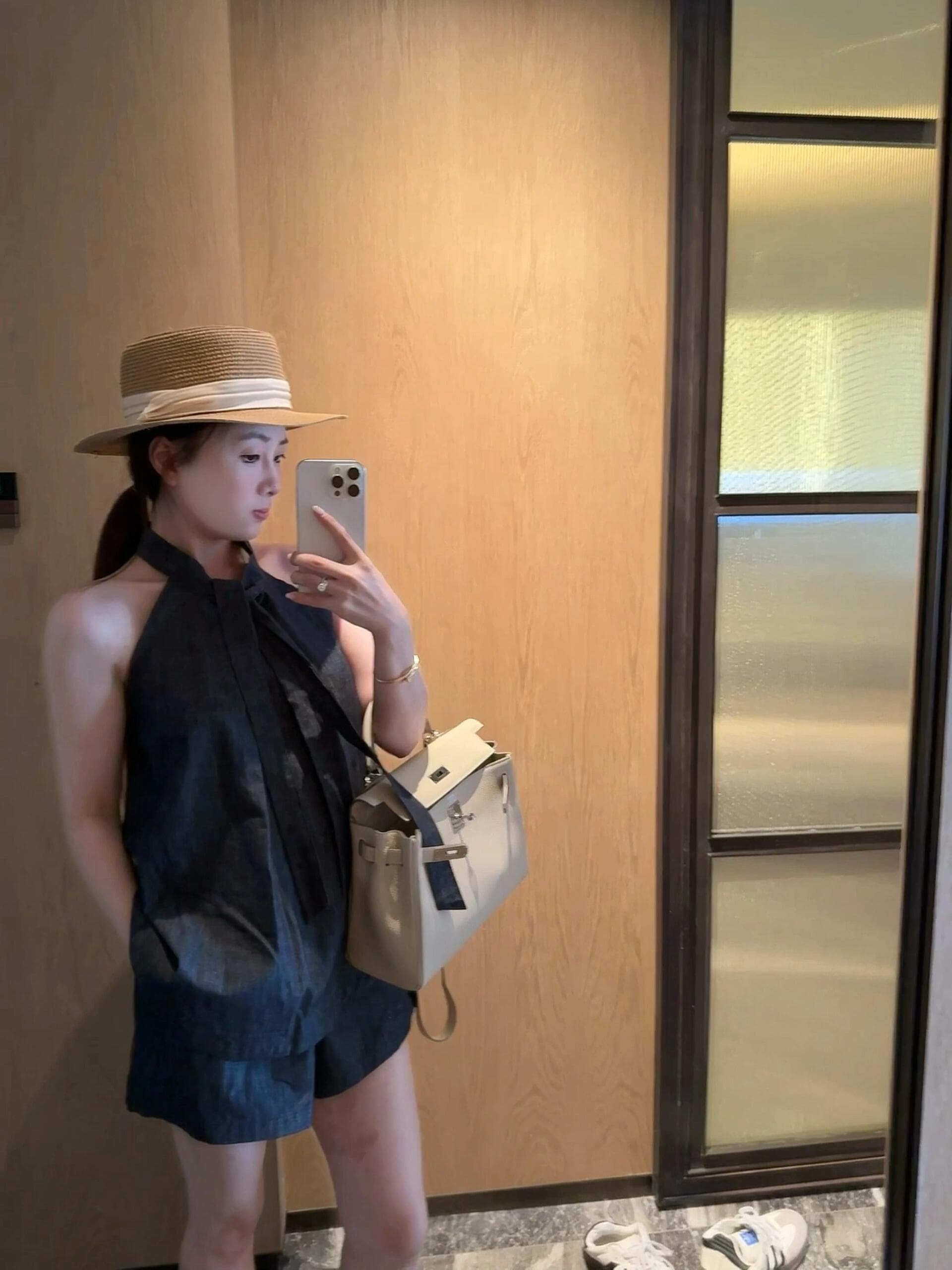 있음 선적 고급 센스 행침 목 데님 조끼 반바지 투피스 세트 여름 새로운 루즈핏 슬림해 보이는 통기성 세트 상세 이미지 21