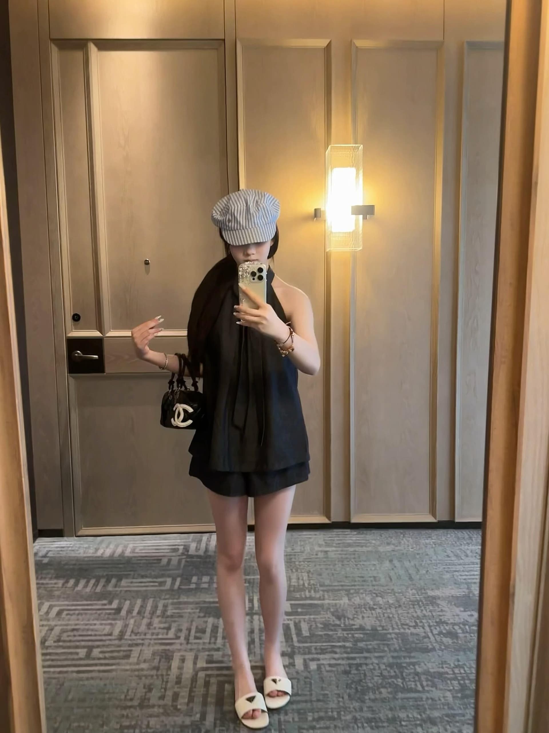 있음 선적 고급 센스 행침 목 데님 조끼 반바지 투피스 세트 여름 새로운 루즈핏 슬림해 보이는 통기성 세트 상세 이미지 30