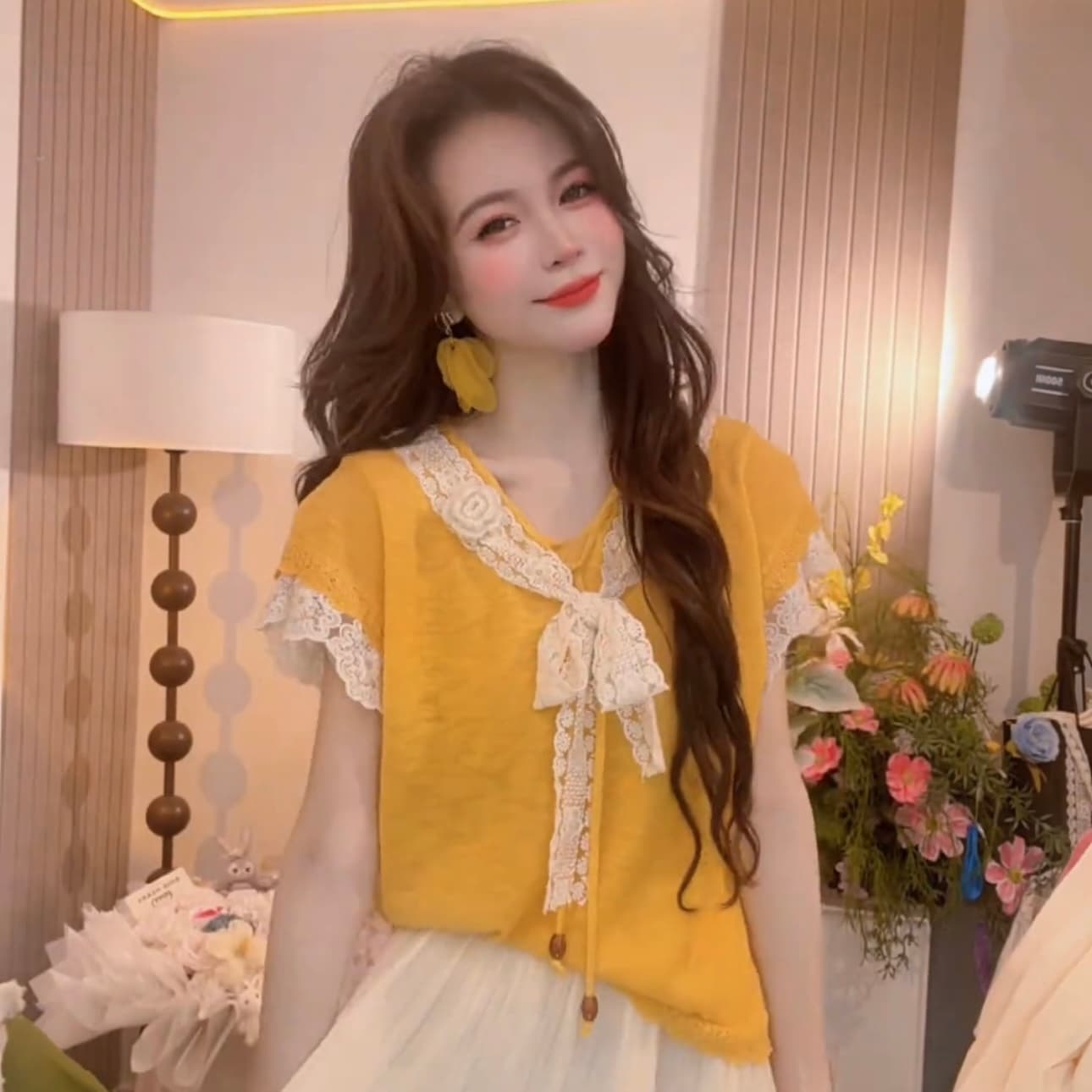 2026 년 품격 패치워크 레이스 반팔 슬림해 보이는 다용도 여름 루즈핏 단색 품격 패션 상세 이미지 5