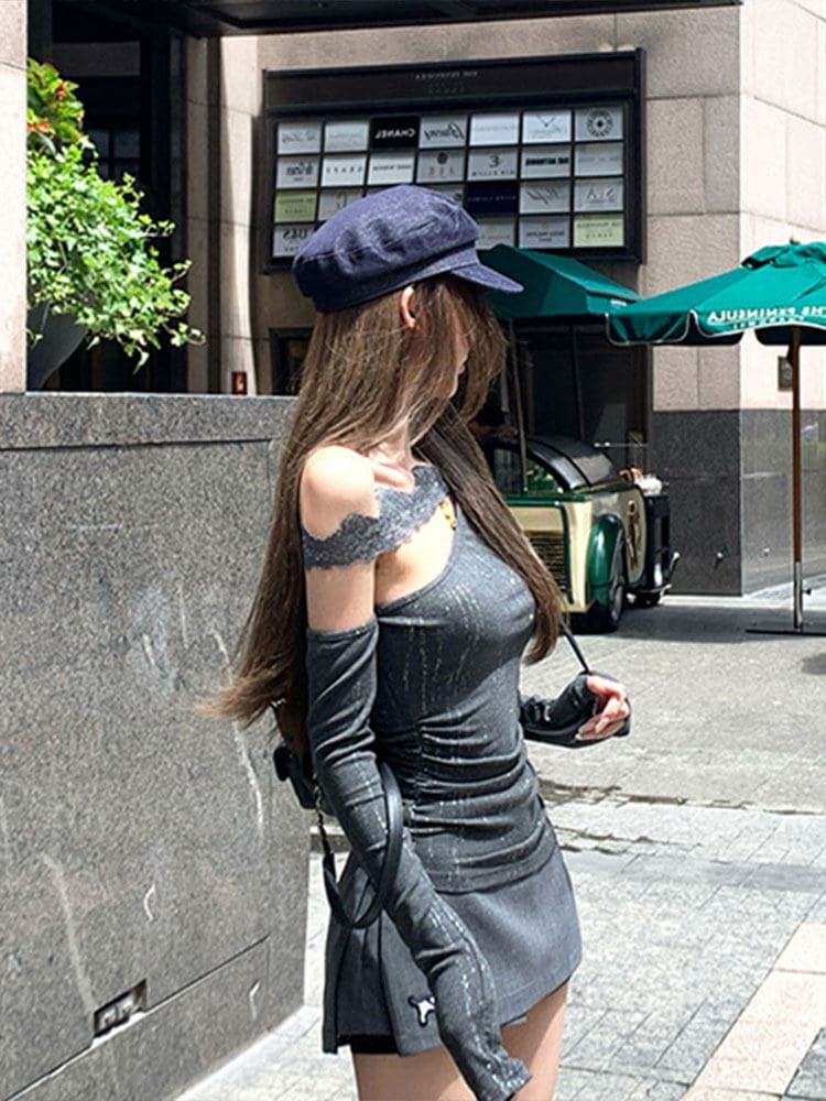 아메리칸 핫걸 비스듬한 어깨 레이스 조각 니트 티셔츠 여성 가을 겨울 피부 센스 품격 허리 수축 슬림해 보이는 만나는 맨위 이미지 3