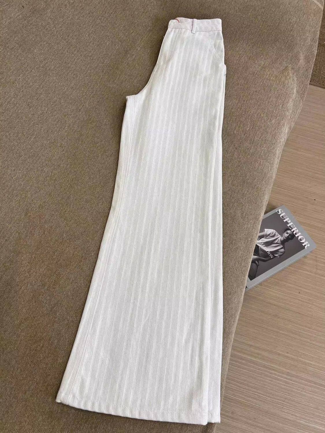 키 큰 남자 길이 연장 질감 센스 화이트 마이크로 나팔 넓은 다리 청바지 여성 여름 하이웨이스트 루즈핏 슬림해 보이는 바닥 청소 바지 상세 이미지 6