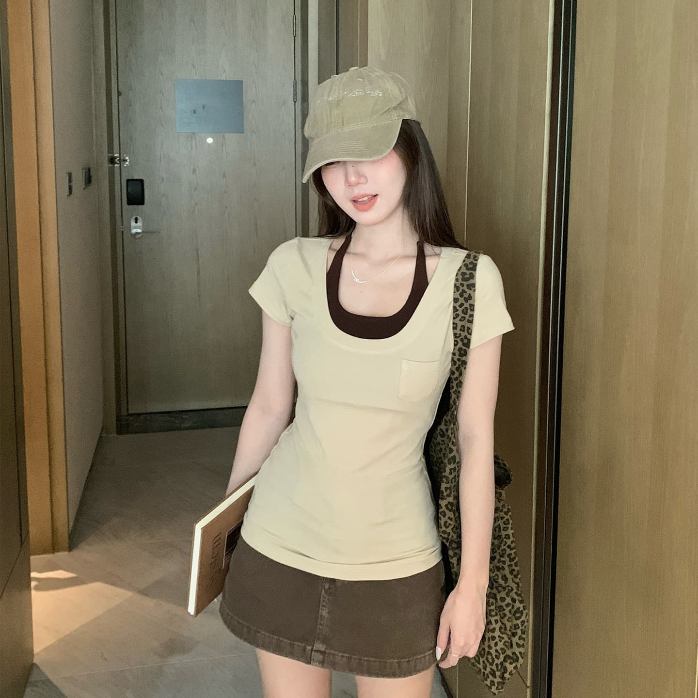 아메리칸 핫걸 치마바지 여성 2026 새로운 레트로 하이웨이스트 슬림해 보이는 표지 넓적 다리 노출 방지 타이트 스커트 한 마디 반신 스커트 봄 이미지 4