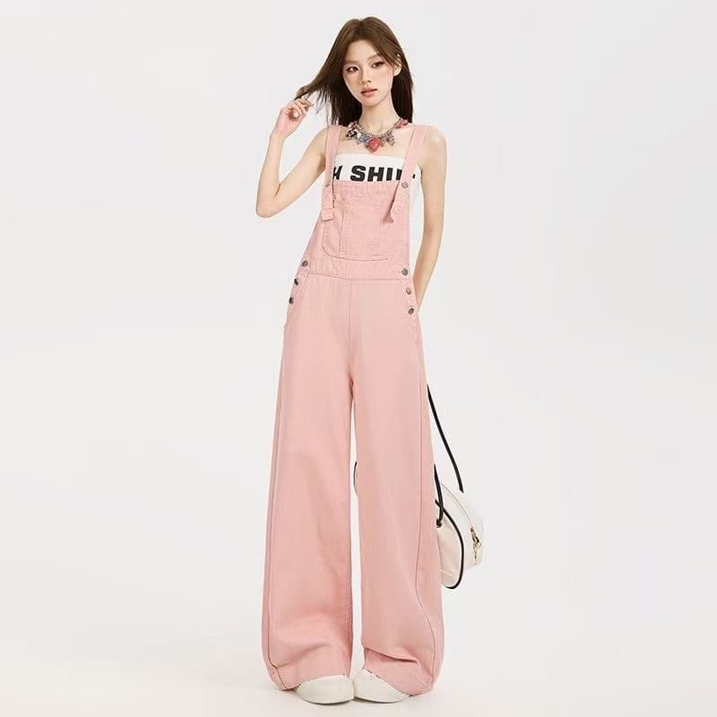 멜빵 바지 루즈핏 데님 새로운 와이드 레그 팬츠 가을 아메리칸 레트로 올인원 바지 2026 연령 감소 캐주얼 키 큰 남자 이미지 2