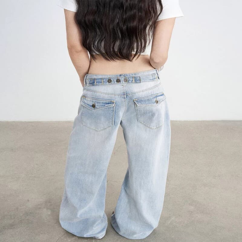 아메리칸 레트로 대나무 마디 곡물 모통이 칼 청바지 남자 여름 2026 새로운 디자인 센스 루즈핏 넓은 다리 스트레이트 바지 상세 이미지 6
