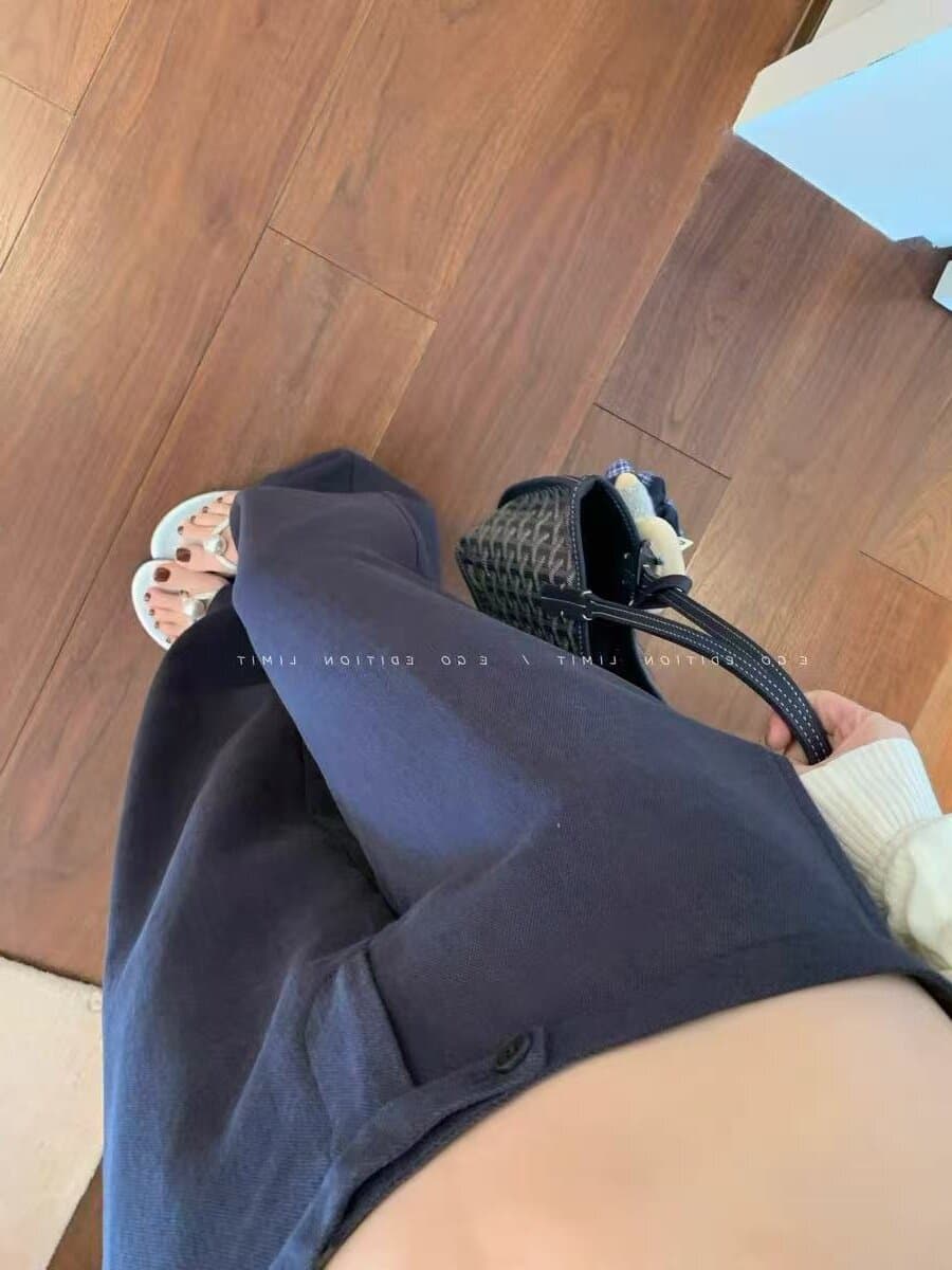 아마 라이 경기 서울 면 자수 방귀 커튼 패치워크 로우 웨이스트 캐주얼 바지 여성 작은 대중 Chic 긴 바지 상세 이미지 4