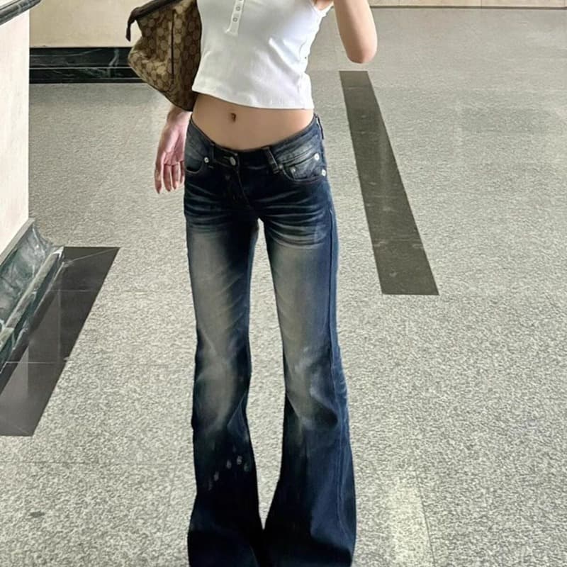 아메리칸 핫걸 바람 하이웨이스트 스트레이트 청바지 여아 2026 년 여름 작은 키 몸매 가꾸기 슬림해 보이는 넓은 다리 길이 바지 이미지 5