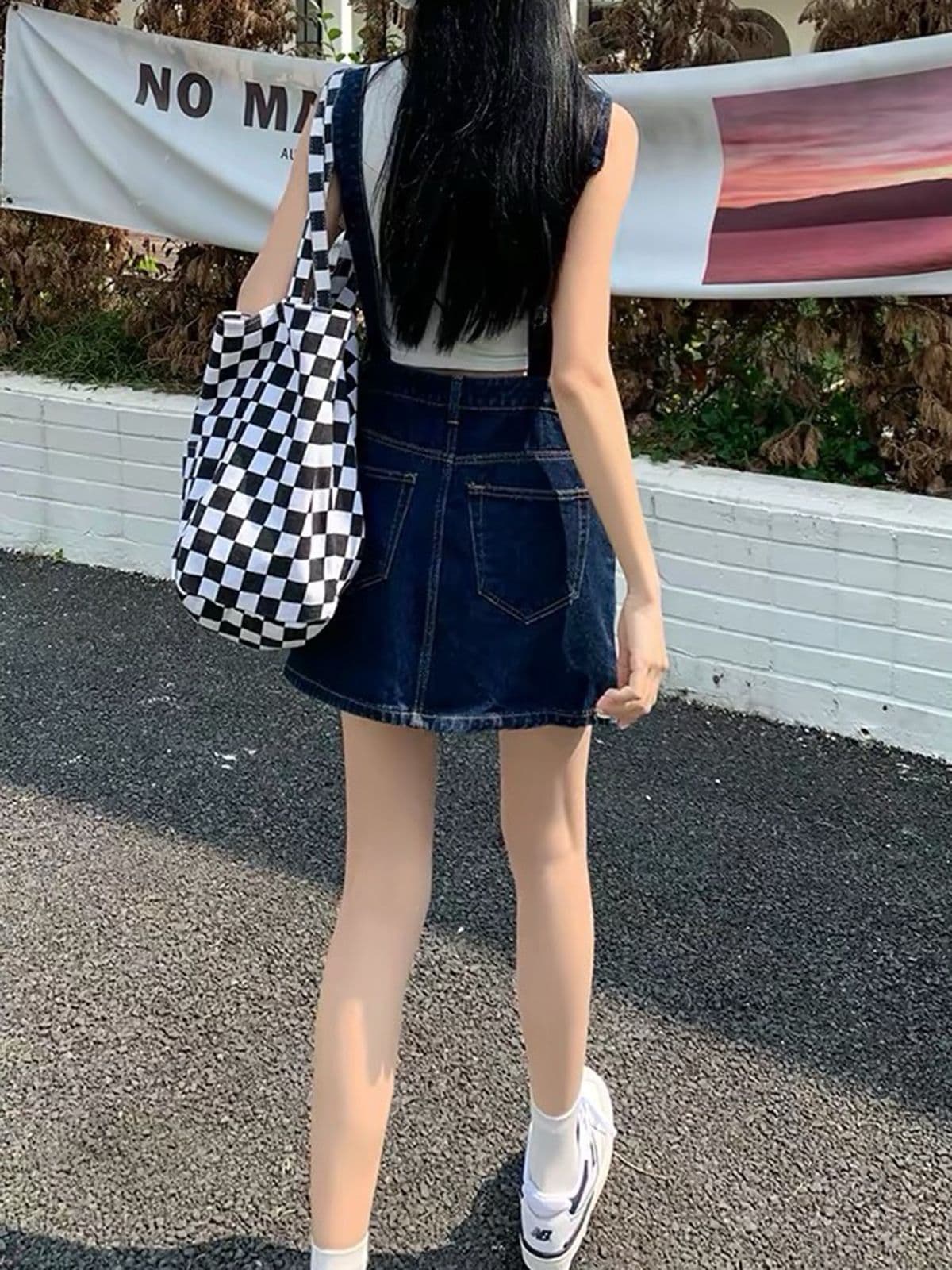 데님 멜빵 드레스 여성 짧은 2026 여름 새로운 디자인 센스 민소매 멜빵 치마 이미지 4