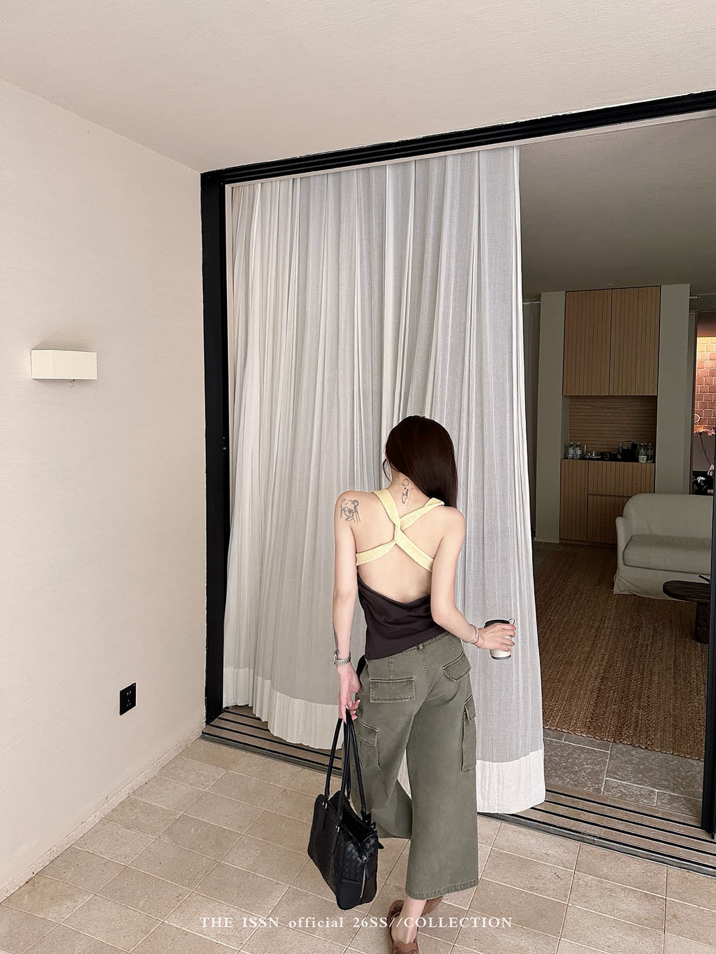워크웨어 스트레이트 7부 바지 여성 여름 한국 스타일 넓은 다리 루즈핏 슬림해 보이는 다용도 순면 긴 바지 상세 이미지 22