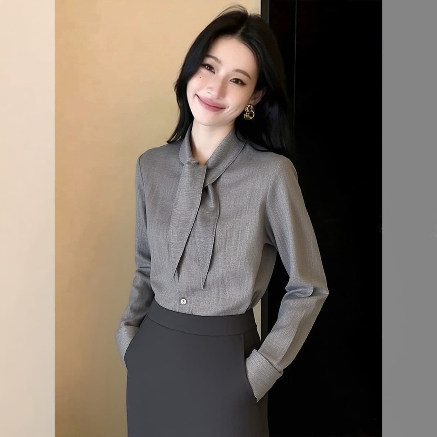 고급 센스 주간 실크 리본 여성 셔츠 2026 봄 새로운 빛 요리 한 바람 로얄 자매 경력 출퇴근 긴팔 맨위 트렌디 상세 이미지 7