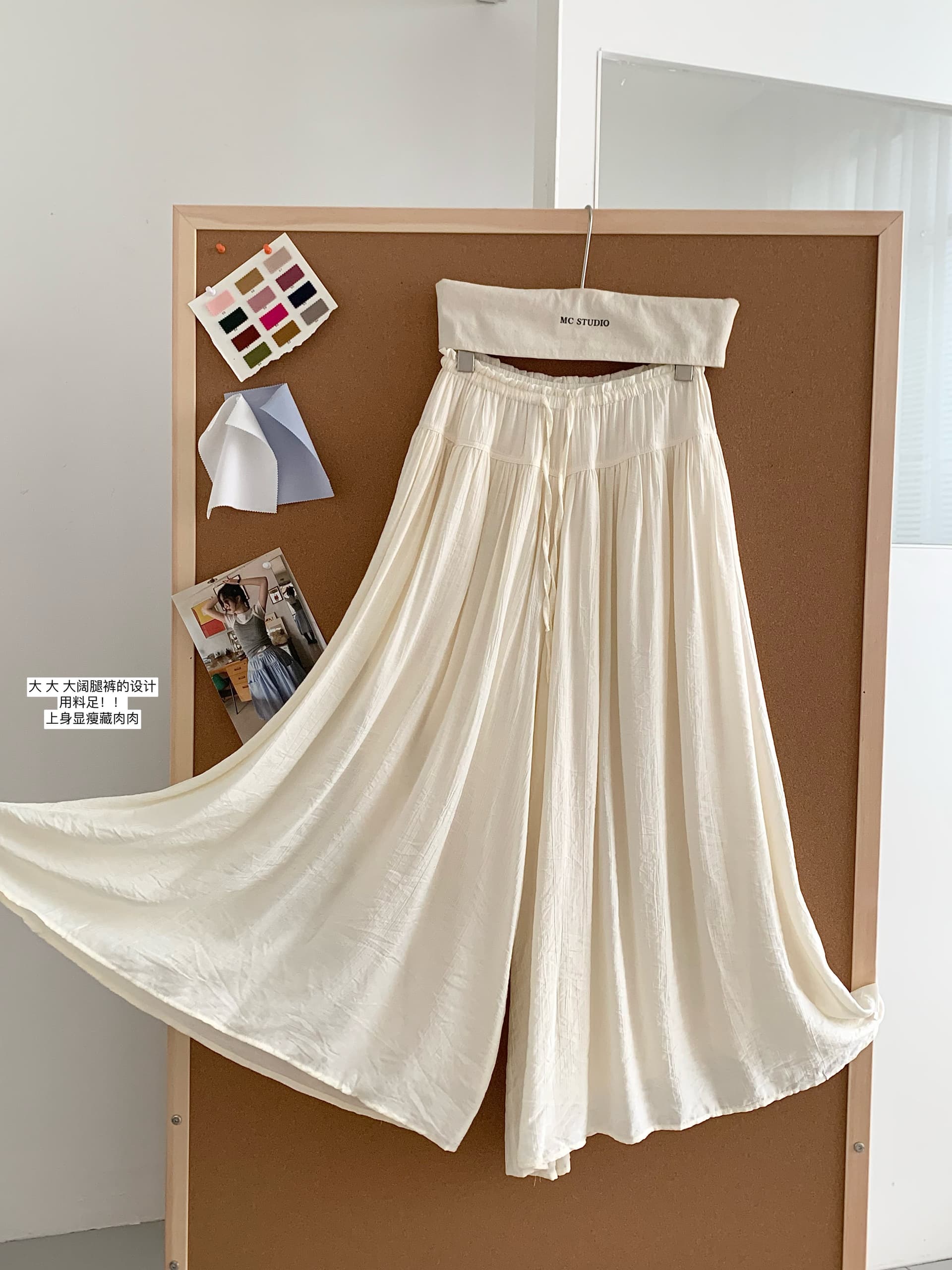 im ~까지 구름 바지 느긋한 도루 가을 센스 치마바지 여성 Xiamu 귀 핀치 Pleat 캐주얼 바지 루즈핏 슬림해 보이는 와이드 레그 팬츠 상세 이미지 10