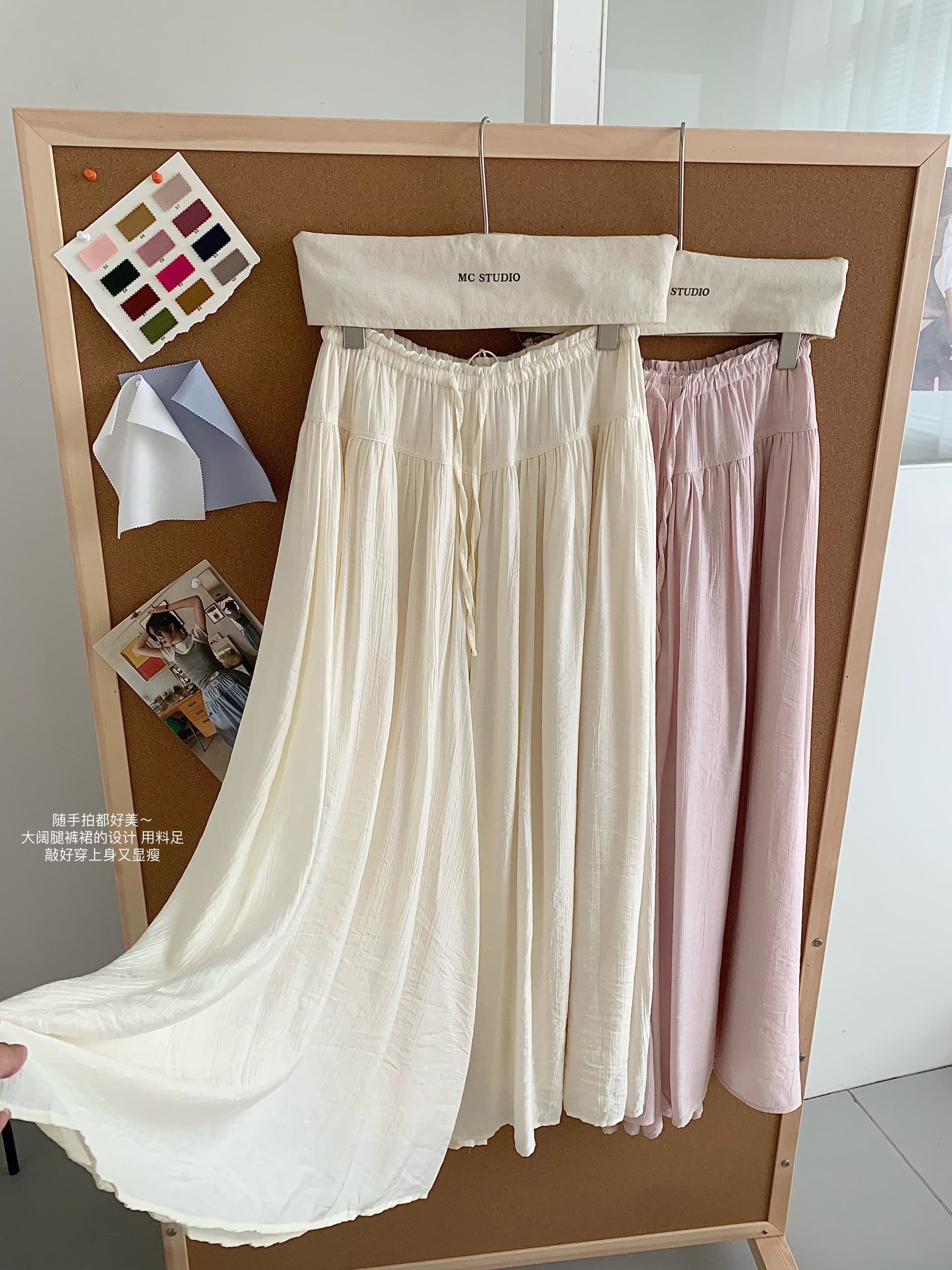 im ~까지 구름 바지 느긋한 도루 가을 센스 치마바지 여성 Xiamu 귀 핀치 Pleat 캐주얼 바지 루즈핏 슬림해 보이는 와이드 레그 팬츠 상세 이미지 11