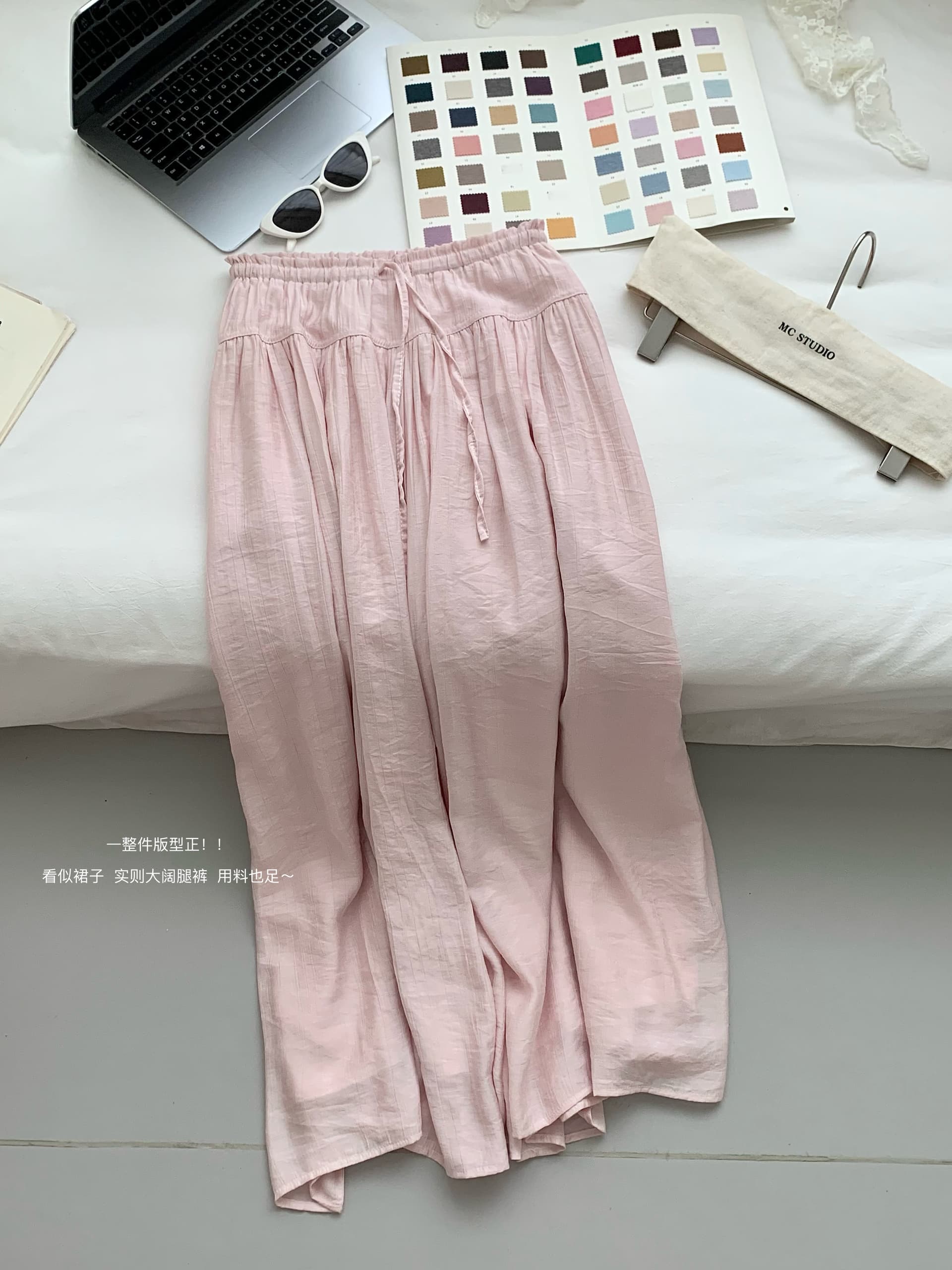 im ~까지 구름 바지 느긋한 도루 가을 센스 치마바지 여성 Xiamu 귀 핀치 Pleat 캐주얼 바지 루즈핏 슬림해 보이는 와이드 레그 팬츠 상세 이미지 16