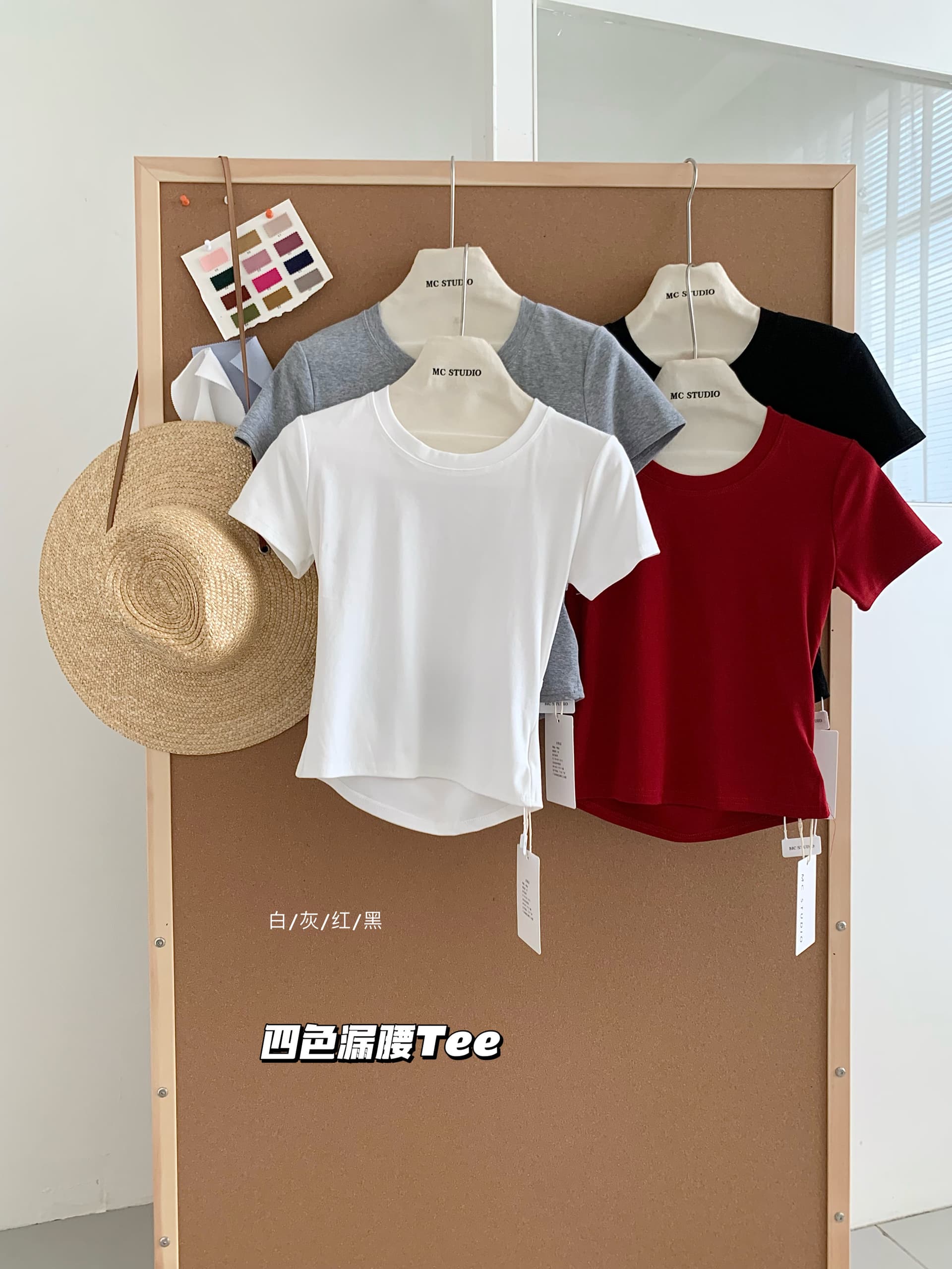 누출 허리 t 여름 새로운 한 부서 캐주얼 다용도 미니멀리즘 기초 다용도 티셔츠 상세 이미지 4