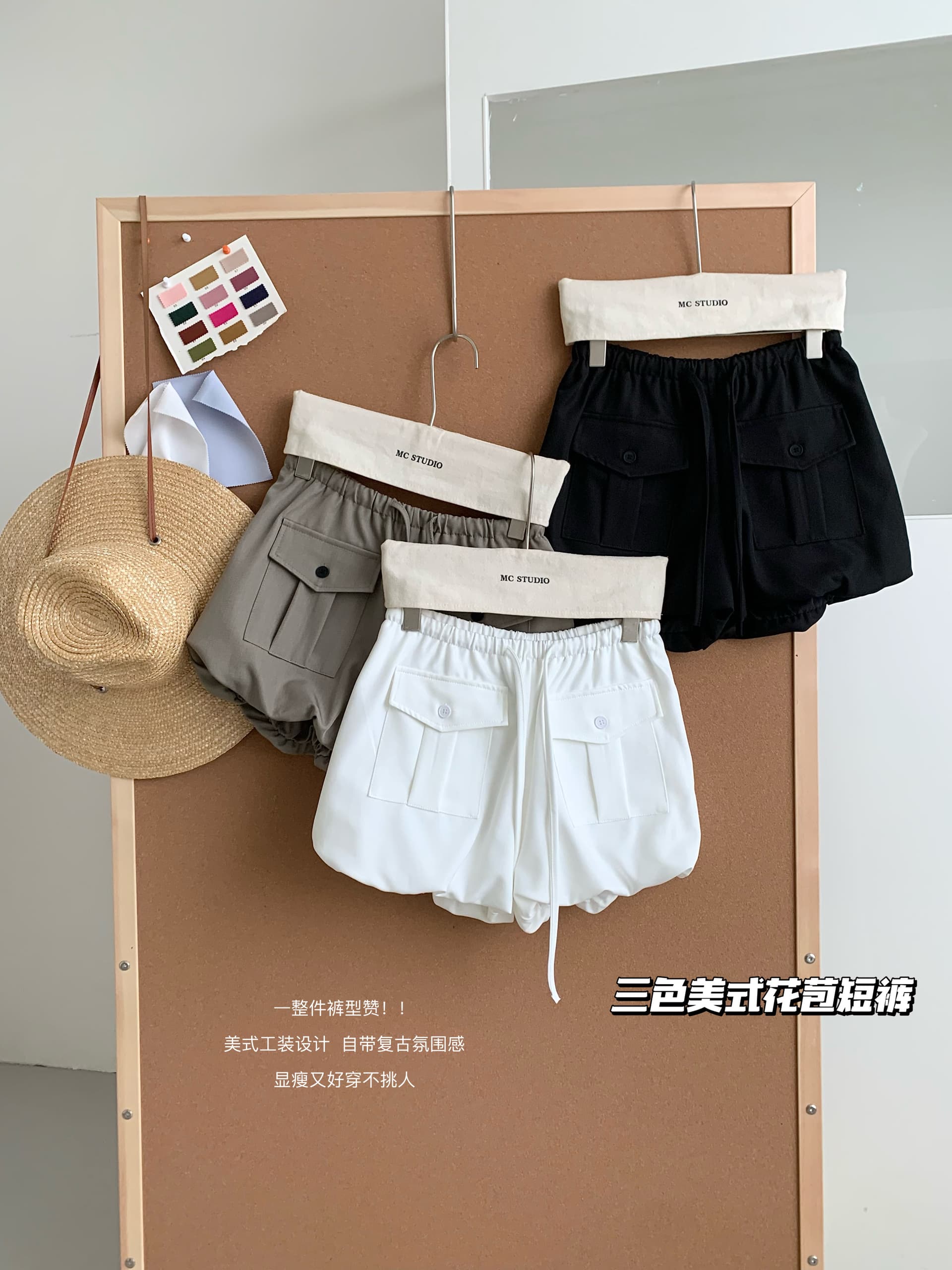 쉬 원 유안 세련된 여고생 빅 포켓 워크웨어 바람 펌프 로프 반바지 여성 여름 달콤한 차가운 꽃밭 바지 상세 이미지 9