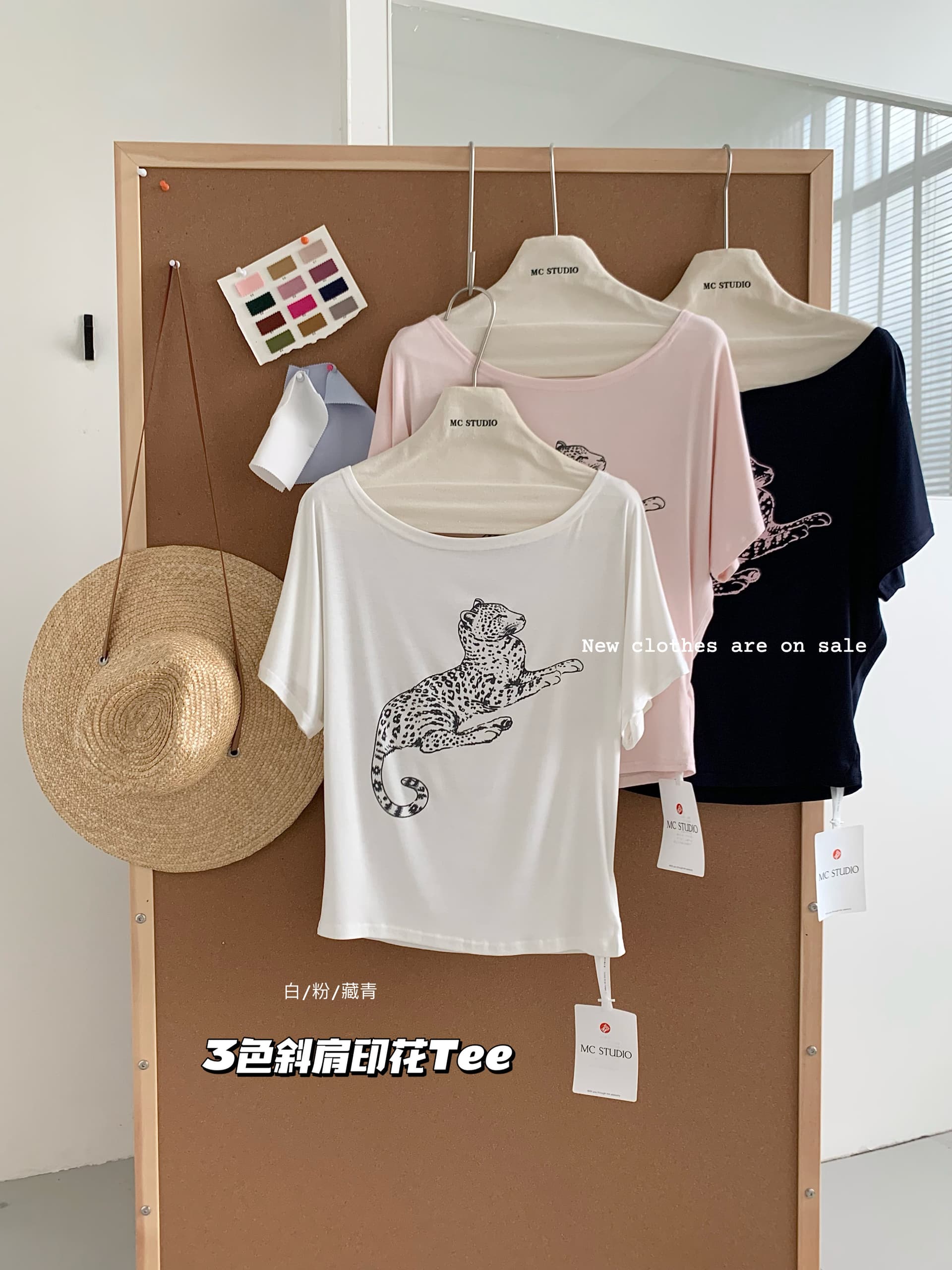 밤나무 코코아 bankelili 느긋한 표범 표범 프린트 비스듬한 어깨 티셔츠 여성 상세 이미지 4