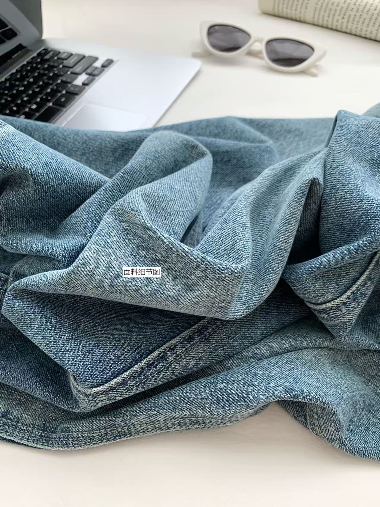 지구 Ouyang 도시 단 닝 클래식 절대 안함 폐기 됨 더블 공예 타이트 스커트 이후 트임 한 마디 데님 반신 스커트 상세 이미지 14