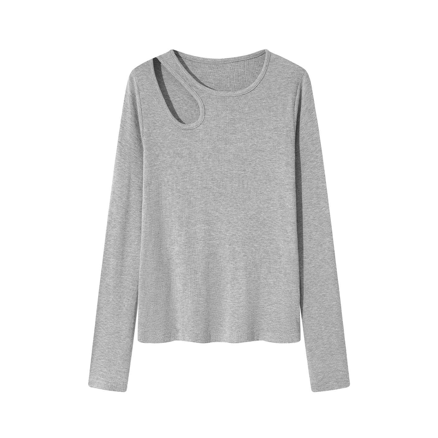 정가 실사 순면 이슬 쇄골 홀로우 아웃 긴팔 티셔츠 여성 봄 미니멀리즘 몸매 가꾸기 기본 셔츠 인사이드 잡아라. 의류 여성 이미지 5