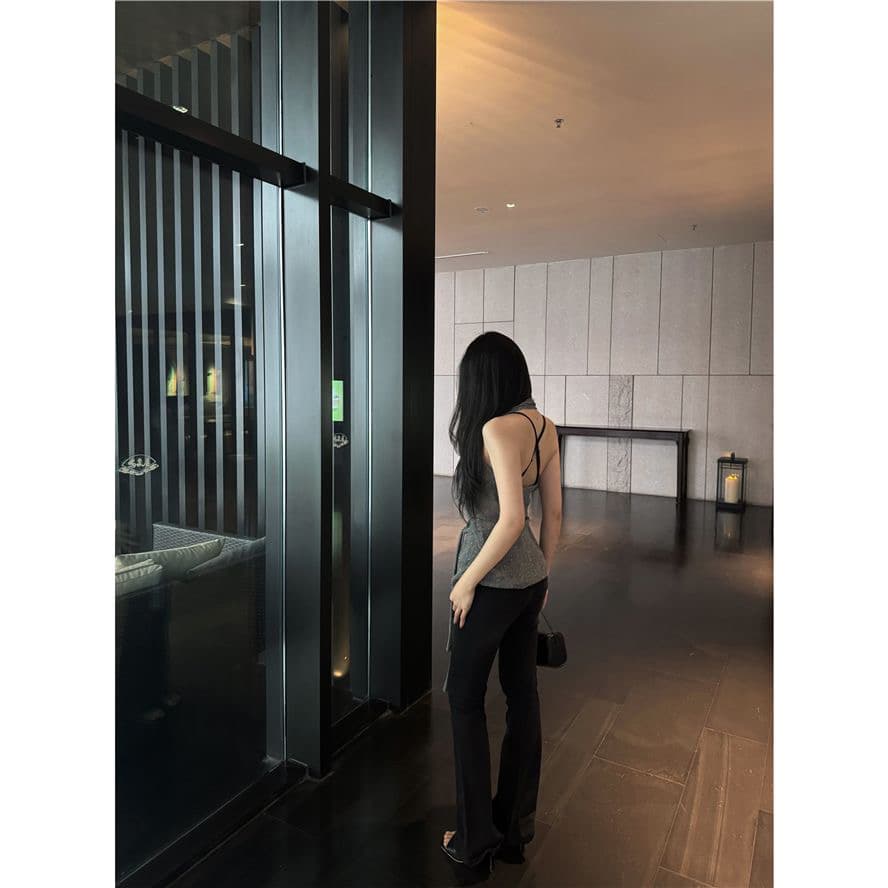 아메리칸 핫걸 바람 스팽글 패치워크 민소매 조끼 블라우스 여성 섹시함 시스루 몸매 가꾸기 스트랩 백리스 여름 맨위 상세 이미지 3