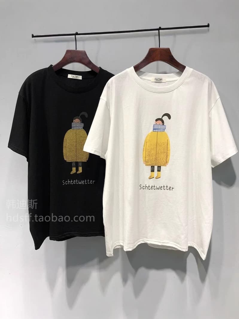 순면 아메리칸 조수 브랜드 반팔 티셔츠 여성 여름 루즈핏 홍콩 느낌 chic 레트로 작은 키 고유 한 Chic 맨위 상세 이미지 2