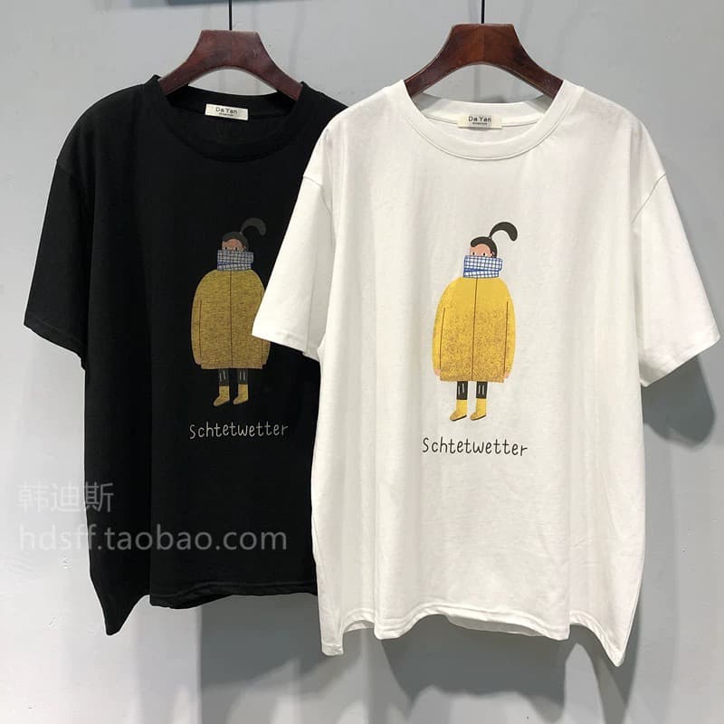 순면 아메리칸 조수 브랜드 반팔 티셔츠 여성 여름 루즈핏 홍콩 느낌 chic 레트로 작은 키 고유 한 Chic 맨위 상세 이미지 7