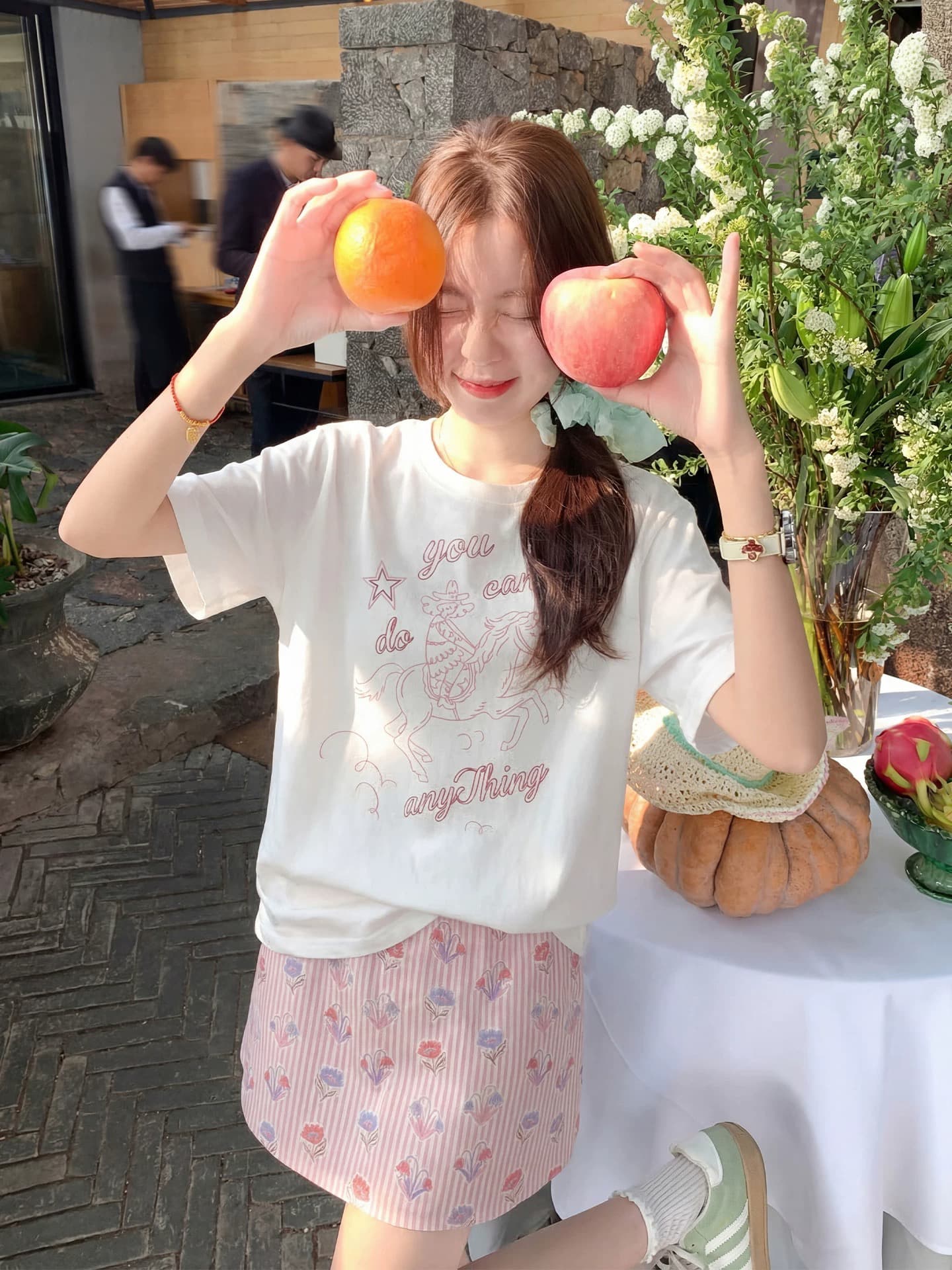 한국 chic 여름 미니멀리즘 다용도 라운드 넥 반팔 프린트 티셔츠 이미지 2