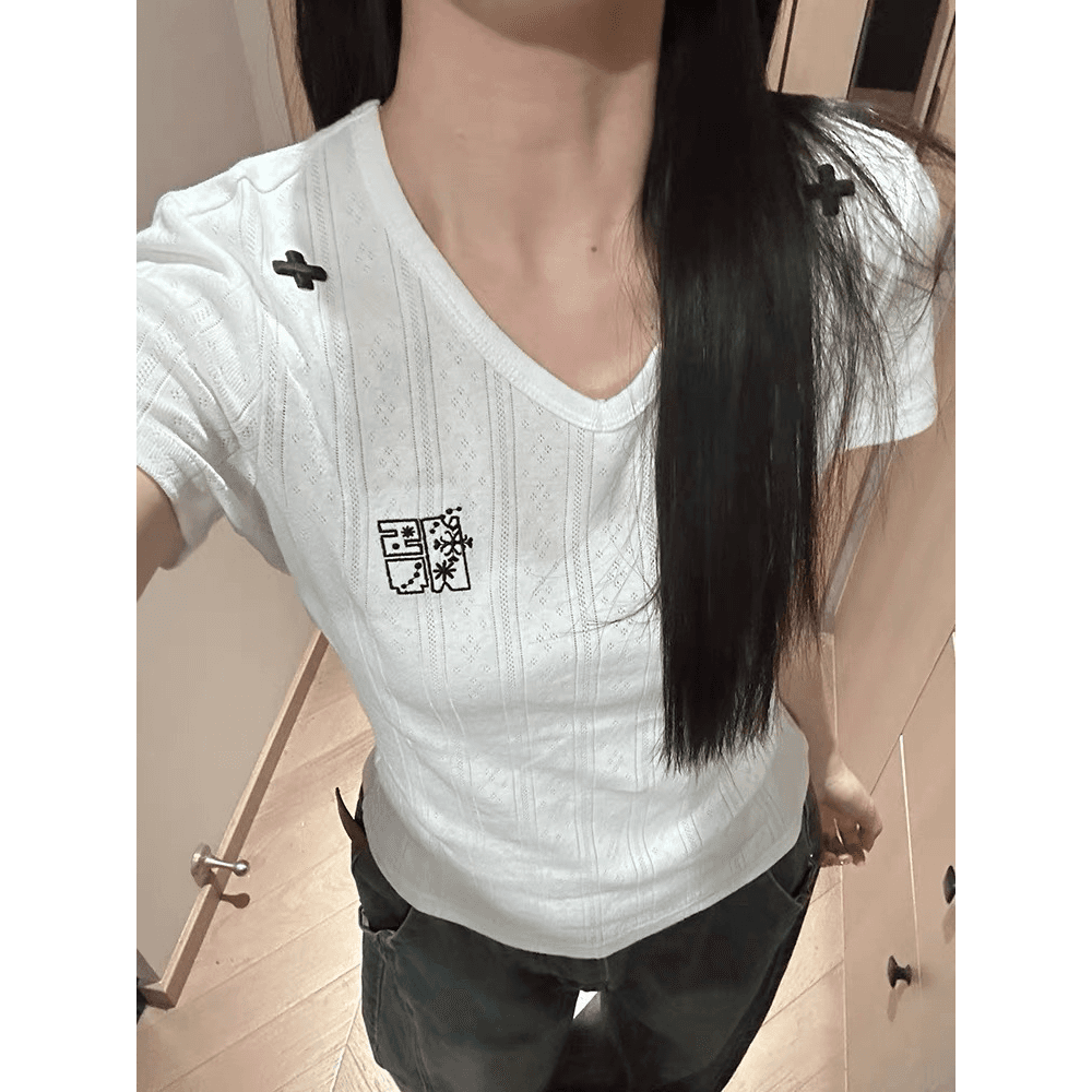 광저우 원본 원단 반팔 티셔츠 여성 이미지 5
