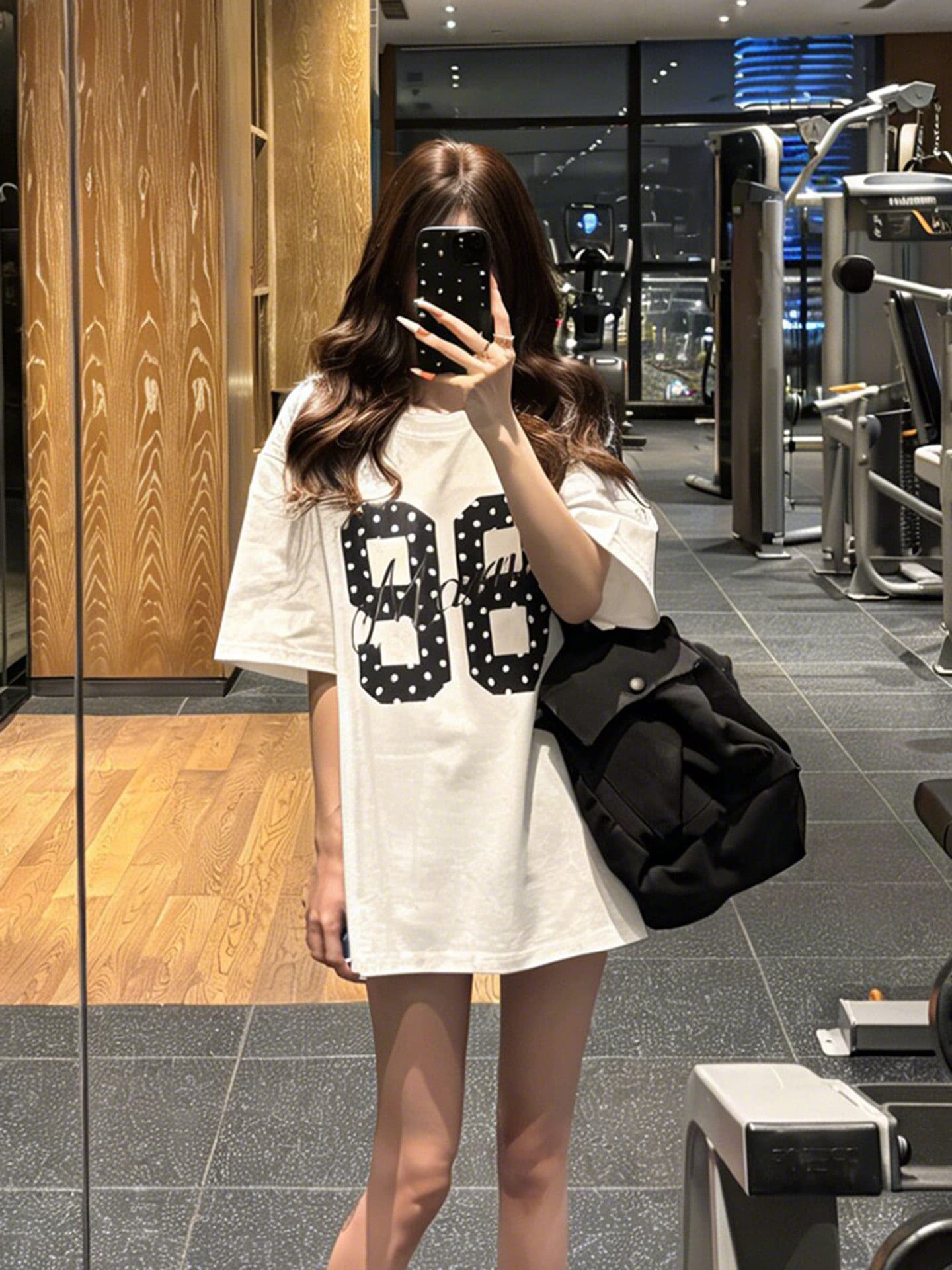 순면 라운드 넥 프린트 반팔 티셔츠
