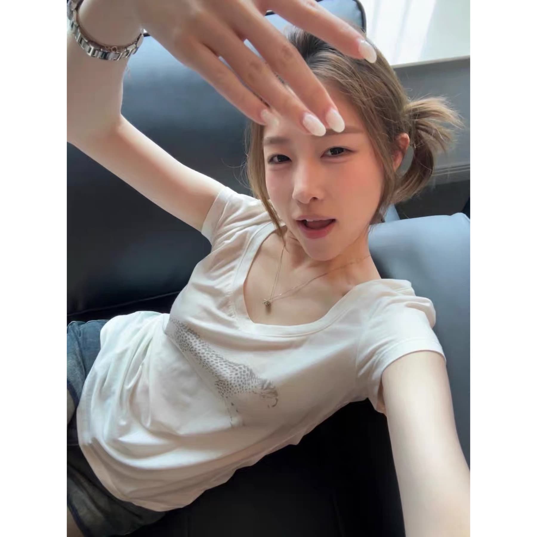 순면 210 그램 40 오스트리아 세대 서울 92 면 8 암모니아 Lun 몸매 가꾸기 u 칼라 반팔 티셔츠 이미지 3