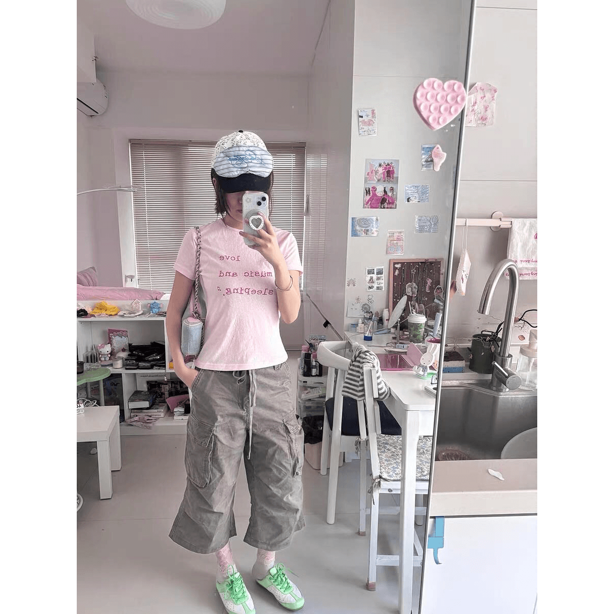 아메리칸 레트로 라운드 넥 프린트 반팔 티셔츠 이미지 5