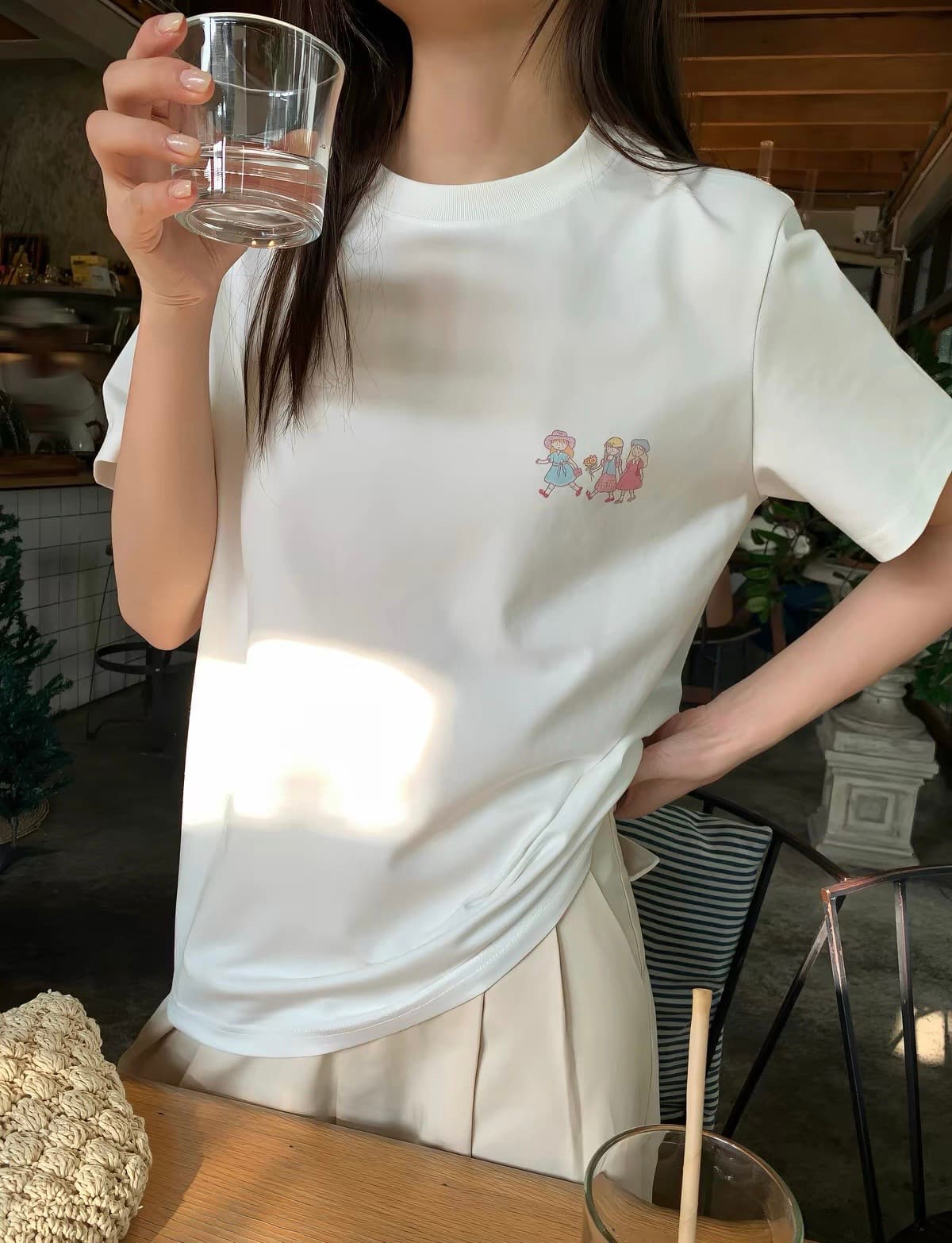 순면 라운드 넥 루즈핏 프린트 반팔 티셔츠