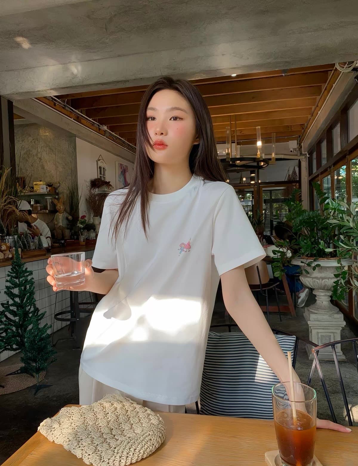 순면 라운드 넥 루즈핏 프린트 반팔 티셔츠 상세 이미지 4