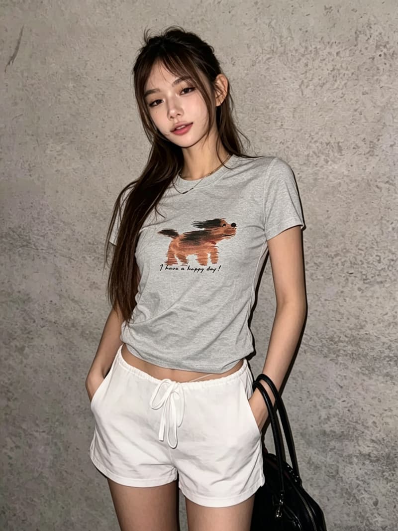 순면 40 220 그램 92 면 8 암모니아 Lun 긍정적 인 어깨 반팔 티셔츠 이미지 3