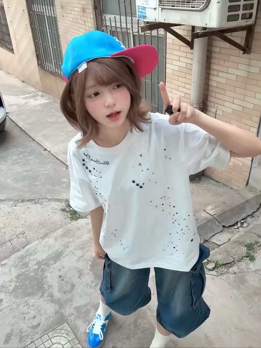 원본 명중 에디션 핫픽스 공예 프린트 19 지점 220 그램 순면 반팔 티셔츠