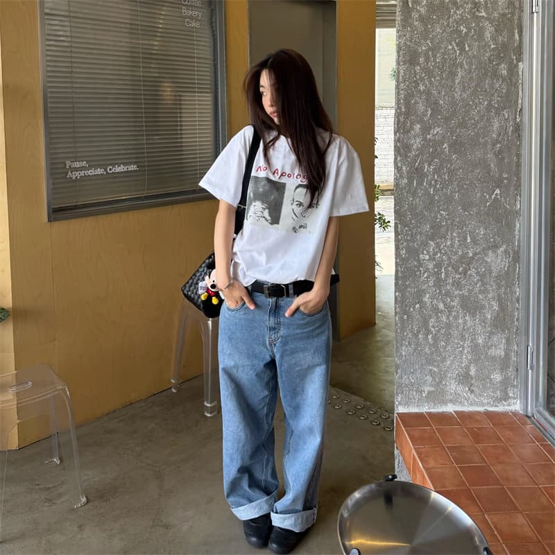 한 부서 새로운 수 있습니다. 달콤한 수 있습니다. 짭짤한 느긋한 바람 루즈핏 디자인 센스 다용도 맨위 상세 이미지 3