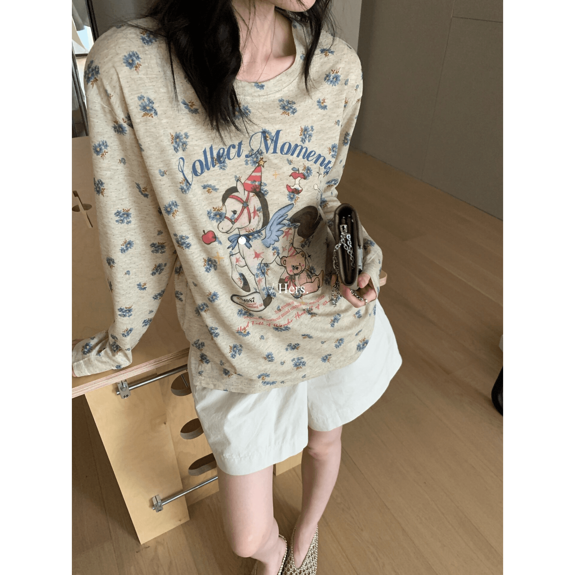 원본 주간 실크 리브 디지털 몽환 작은 말 자외선 차단 블라우스 여름 디자인 센스 패션 맨위 이미지 5