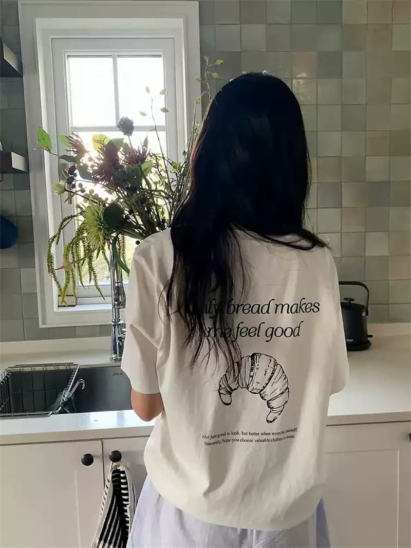 여름 새로운 아메리칸 루즈핏 다용도 프린트 반팔 티셔츠 여성