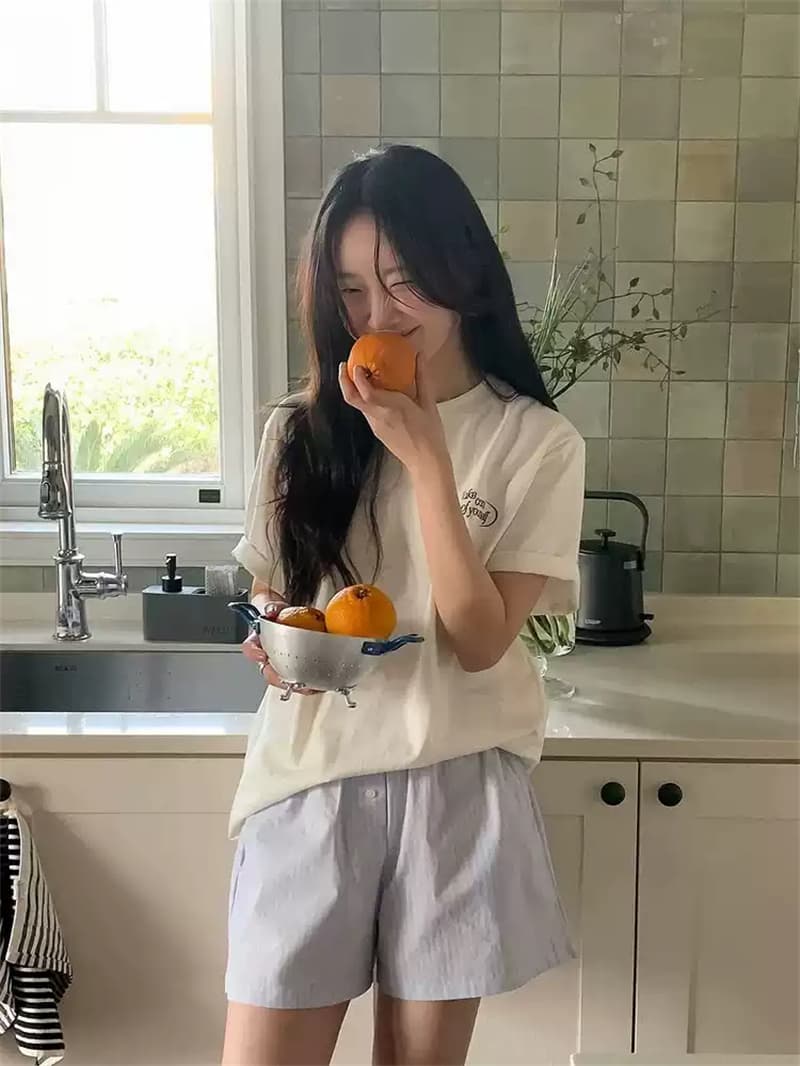 여름 새로운 아메리칸 루즈핏 다용도 프린트 반팔 티셔츠 여성 이미지 2