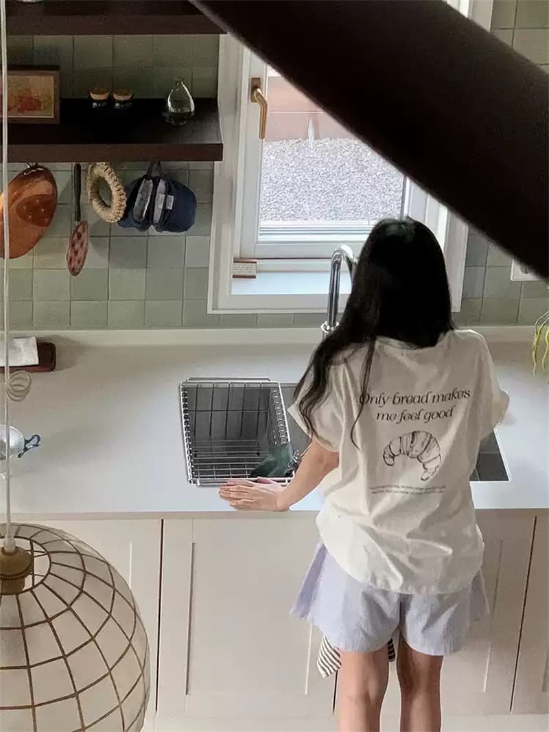 여름 새로운 아메리칸 루즈핏 다용도 프린트 반팔 티셔츠 여성 이미지 4