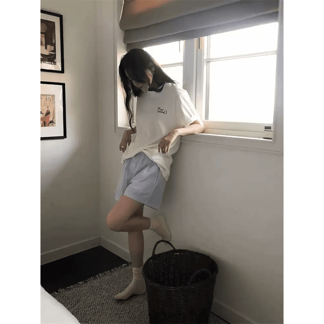 여름 새로운 아메리칸 루즈핏 다용도 프린트 반팔 티셔츠 여성 이미지 5
