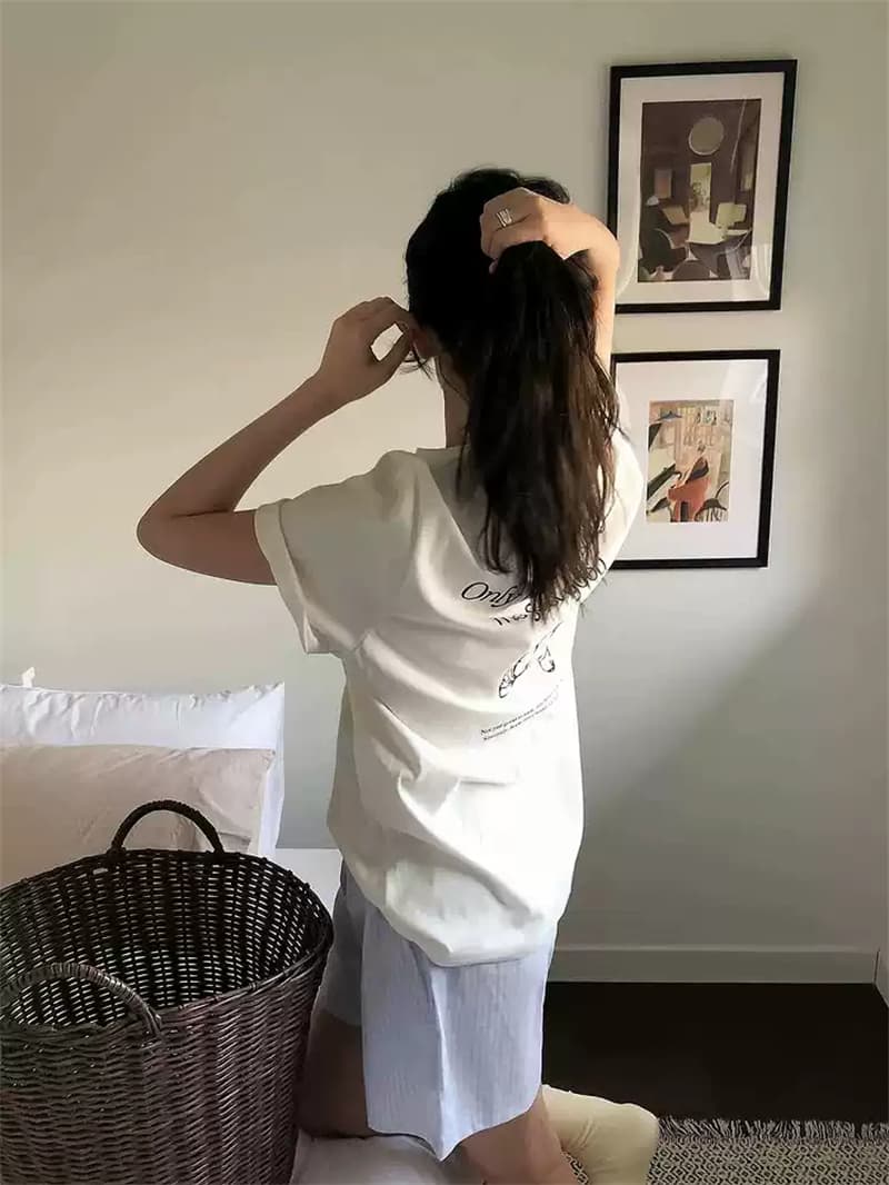 여름 새로운 아메리칸 루즈핏 다용도 프린트 반팔 티셔츠 여성 상세 이미지 3
