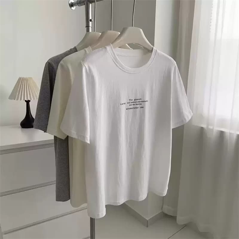 여름 새로운 아메리칸 루즈핏 다용도 프린트 반팔 티셔츠 여성 상세 이미지 1