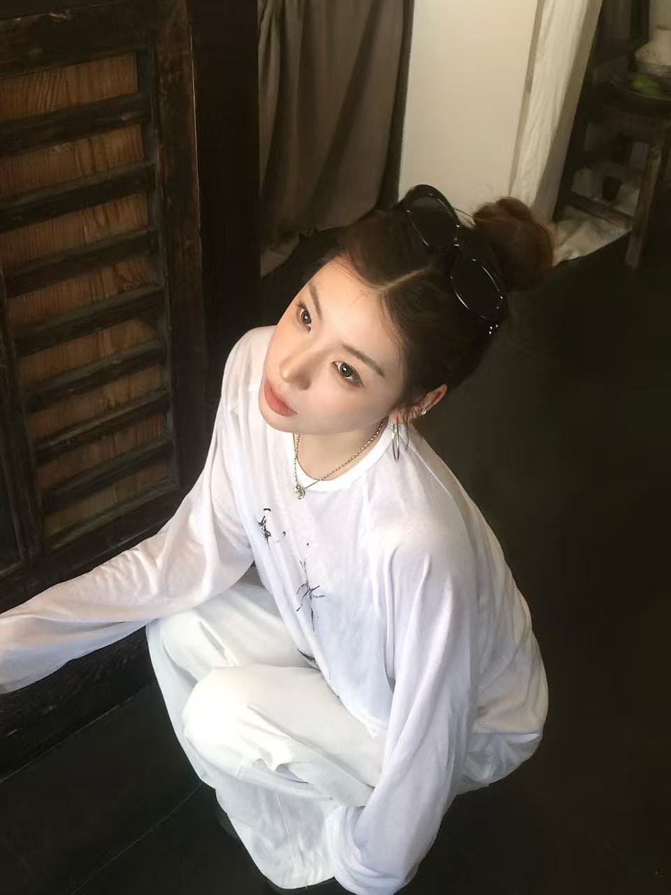 한 부서 여름 프린트 긴팔 티셔츠 블라우스 상세 이미지 3